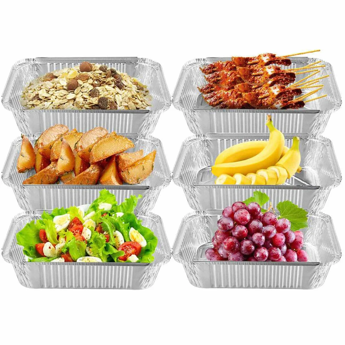 Aluminiowe jednorazowe miski do grilla, zestaw 25 sztuk, do gotowania, smażenia, gotowania, 15 x 12 x 5 cm, 400 ml (bez pokrywki)
