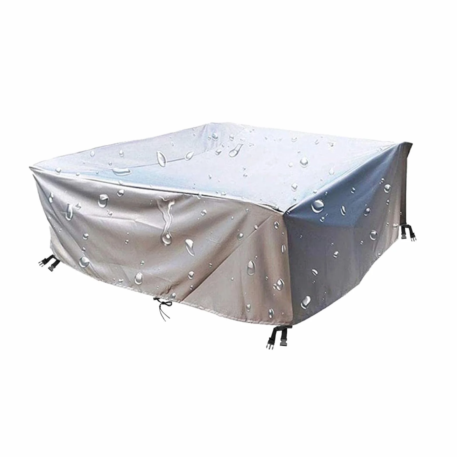 Pokrowce na meble ogrodowe, prostokątne, 150 x 100 x 75 cm, na zewnątrz patio rattanowa narzuta na sofę, anty-UV pokrowiec na sofę ogrodową, odporne na rozdarcia pokrowce ochronne na krzesło stołowe, na zewnątrz, kolor srebrno-szary