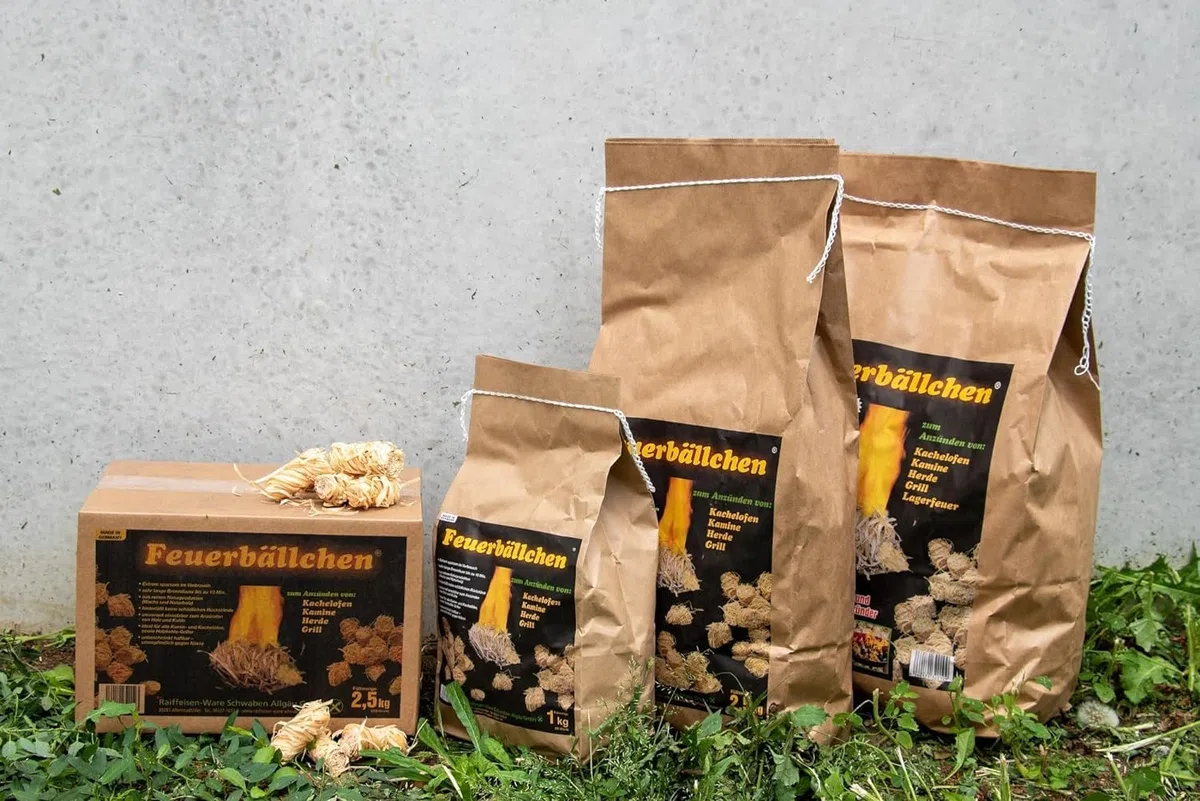 Podpałka do grilla, podpałka do kominka, podpałka (ekologiczna wełna rozpalana z produktów naturalnych, do rozpalania węgla do grilla, ogniska lub kominka), pudełko 7,5 kg