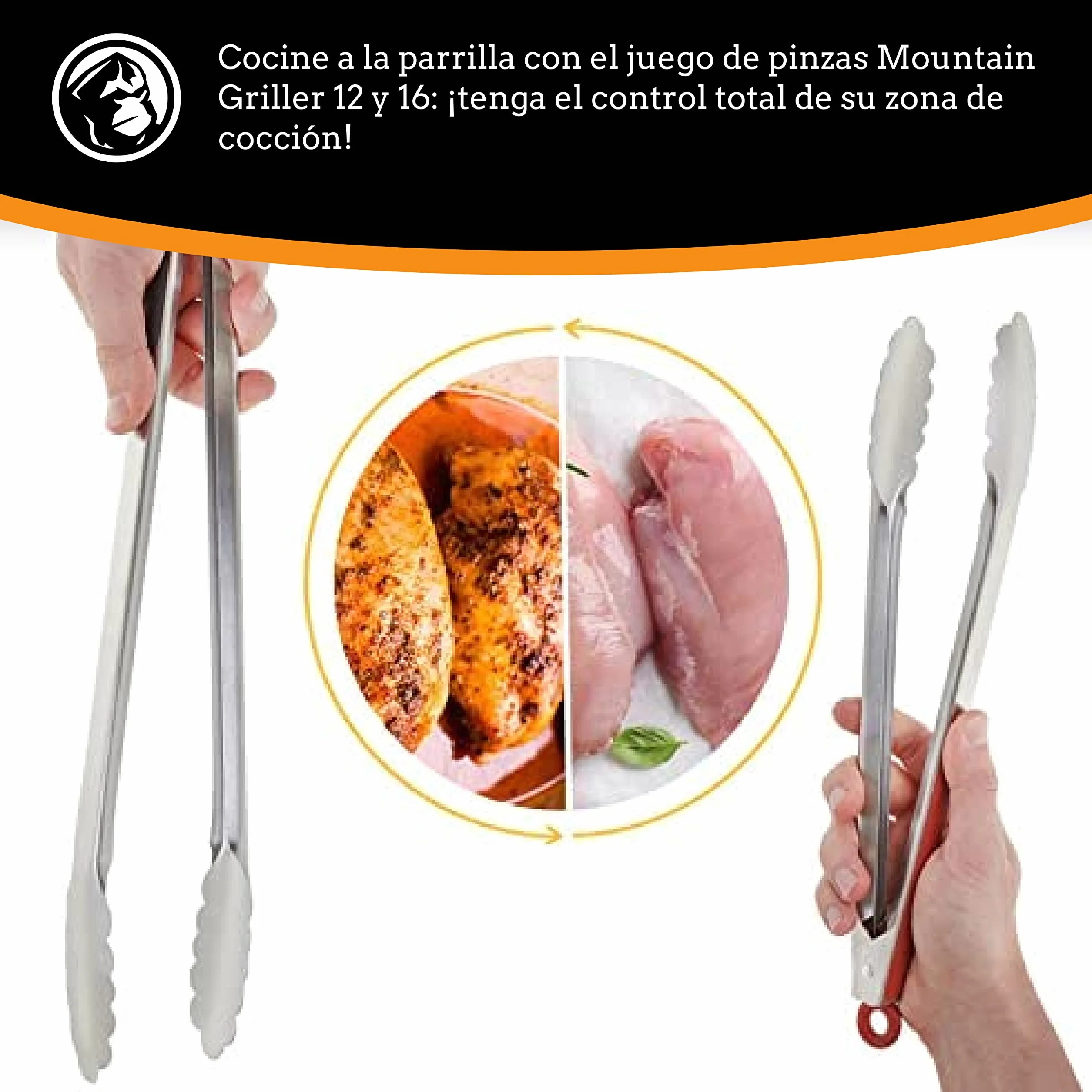 Mountain Grillers Szczypce do grillowania 30,5 i 40 cm zestaw 2 stali nierdzewnej