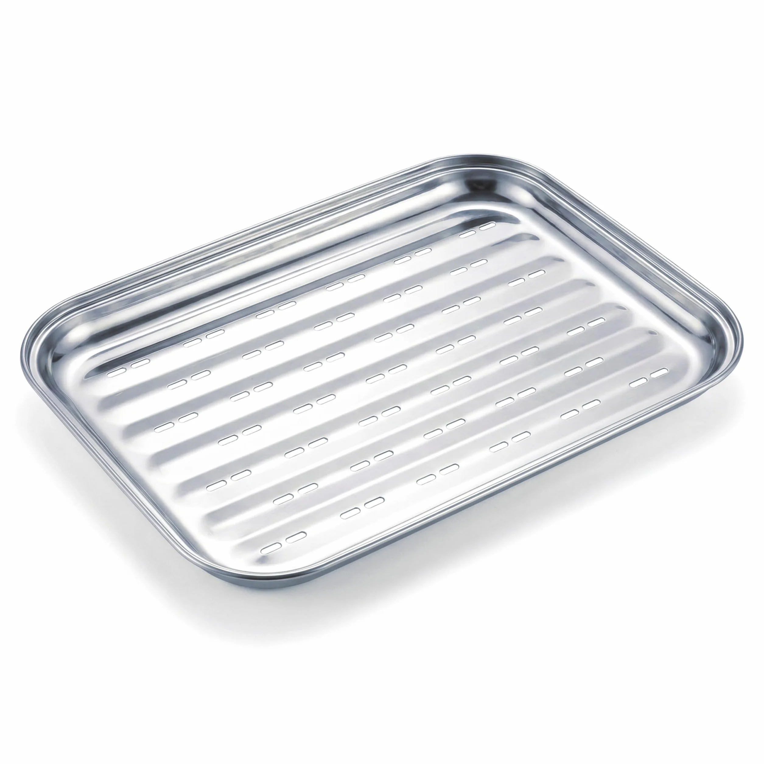 Wielorazowa Tacka do Grilla ze Stali Nierdzewnej 34,7x24,6 cm - metalowa taca do grillowania warzyw, mięs i ryb - do grilla gazowego i węglowego