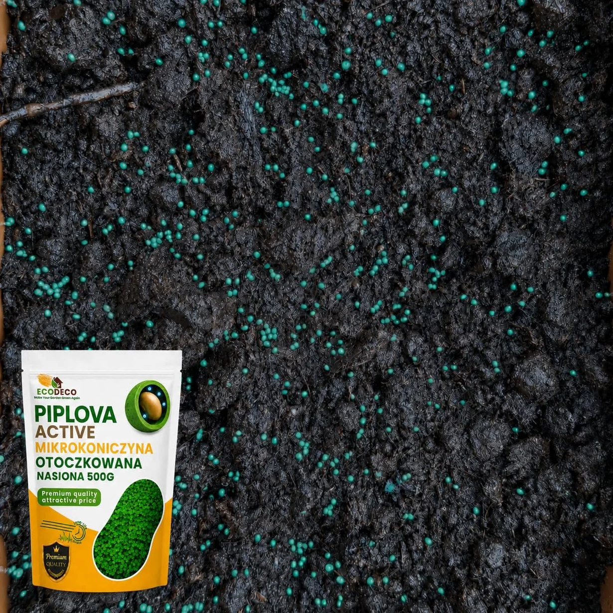 ECODECO Mikrokoniczyna 500 g – biała koniczyna powlekana na trawnik – nasiona mikrokoniczyny 200 m²