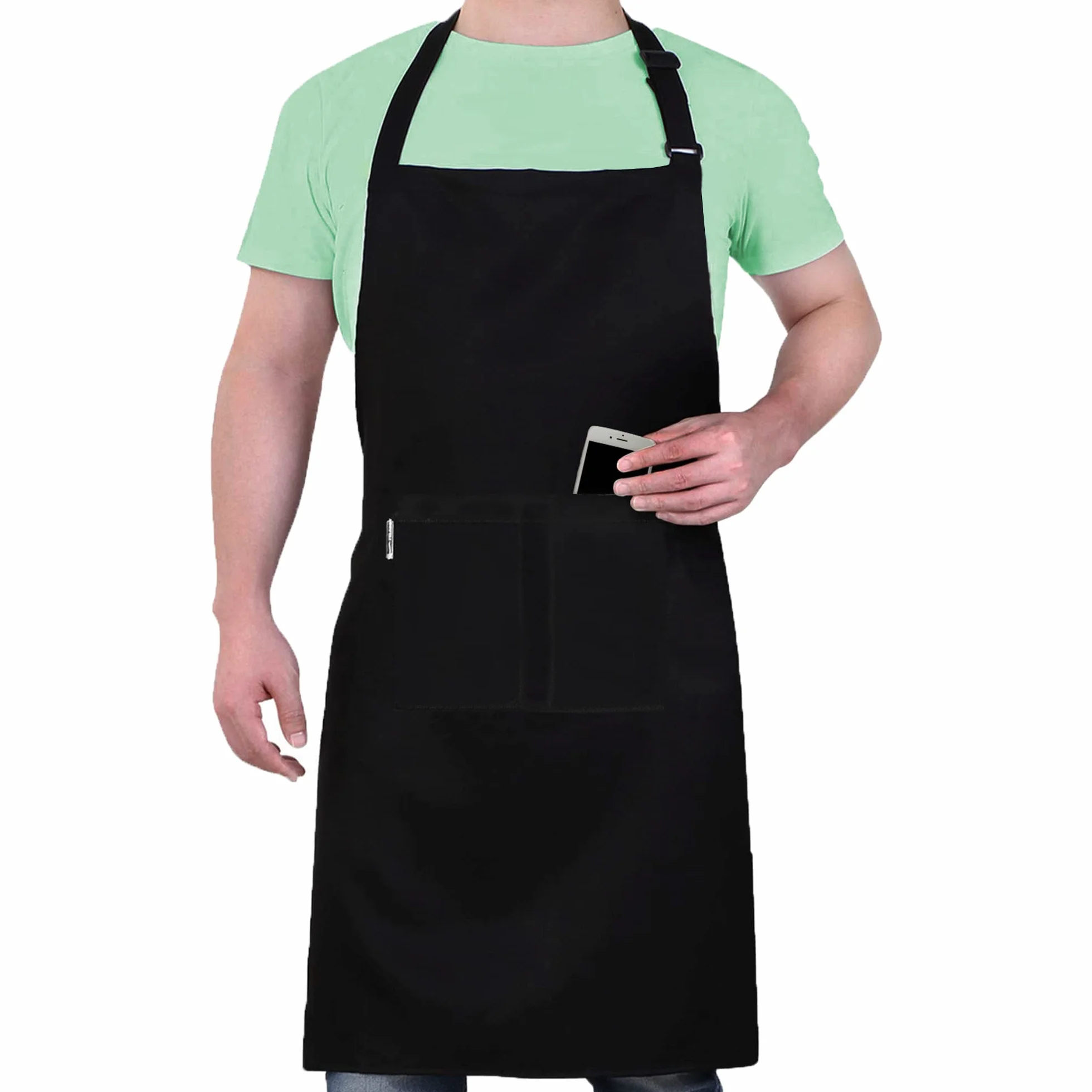 LEFUNDA Wodoodporny fartuch kuchenny z 3 kieszeniami, regulowane paski