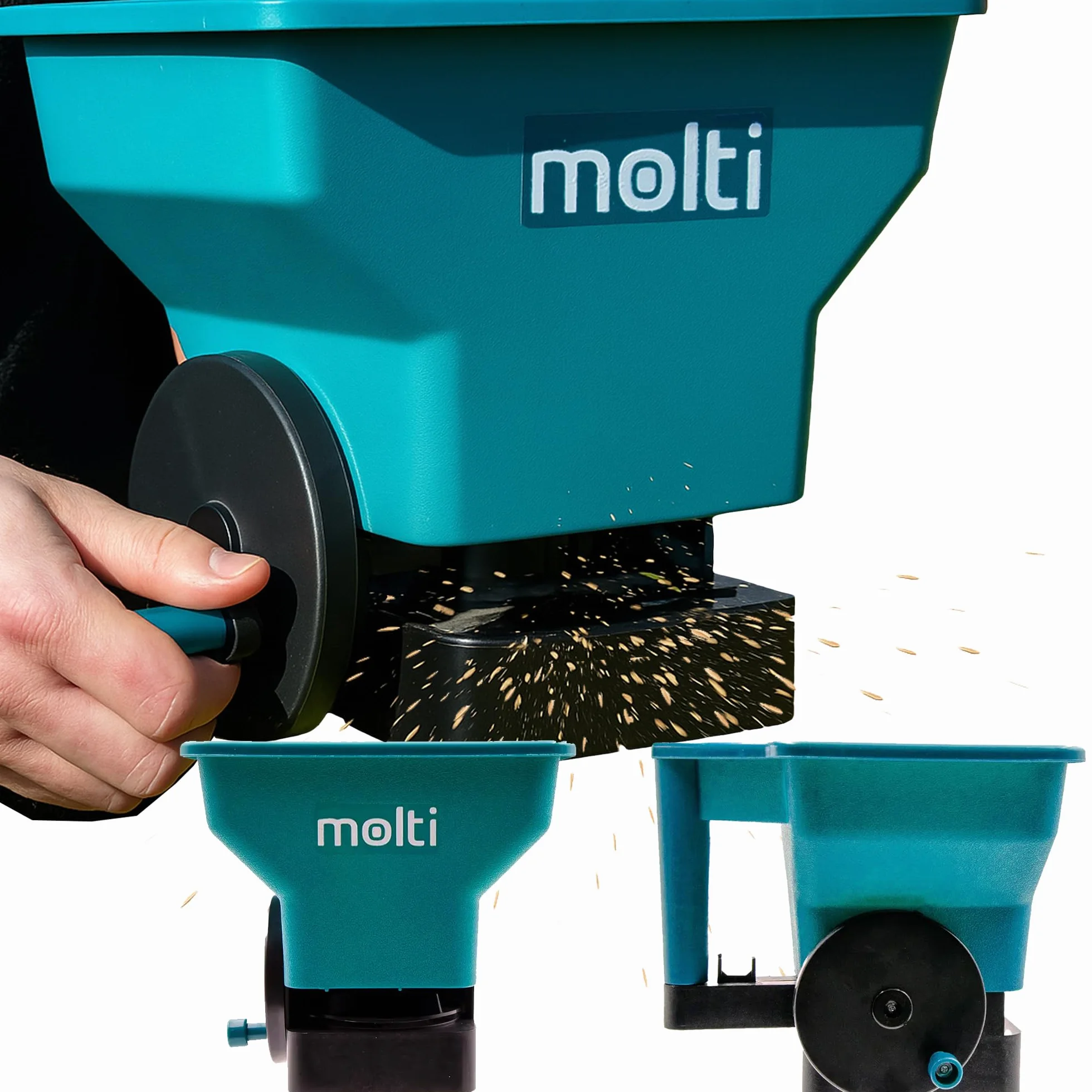 Ręczny rozsiewacz nasion 3L 12L 14L z podwójnym drążkiem do siewu trawnika, nawozów i soli