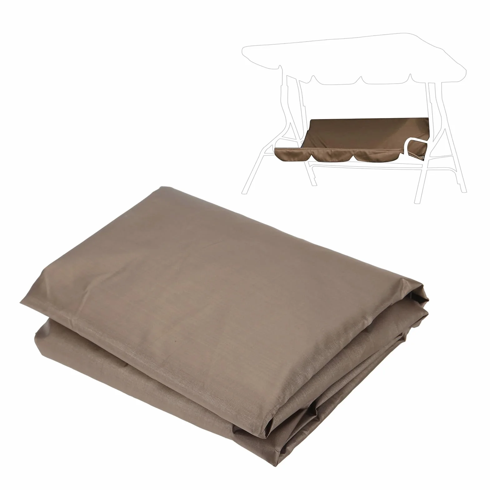 Wodoodporny Poliestrowa Tafta Poliestrowa Ogrodowe na Zewnątrz Krzesło Huśtawka Hamak Hammock Fotelik Co Pokrycie na Trzyosobowe, Zamienne Meble na Patio, 150 * 50 * 10 Cm (GREEN) (Beżowy) (Kawa)
