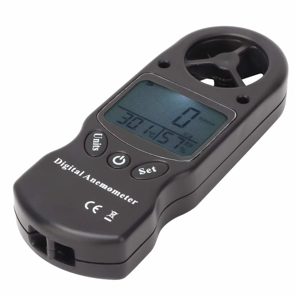 Cyfrowy anemometr 3 w 1, termohigrometr, przenośny miernik prędkości wiatru