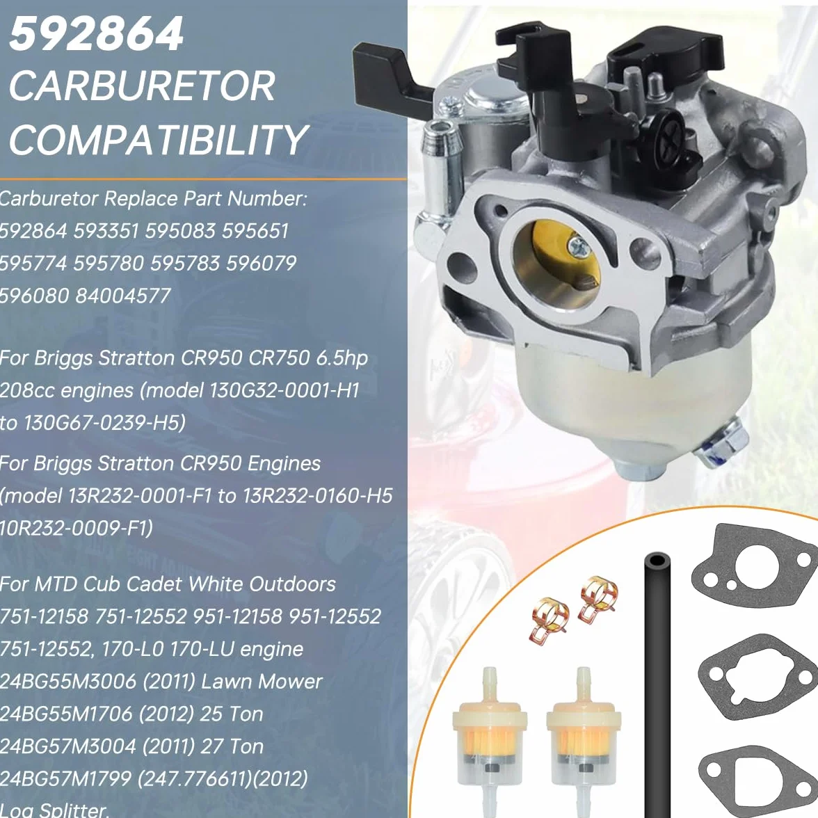 Gaźnik kompatybilny z Briggs & Stratton CR950 CR750 208cc 6,5 KM do MTD