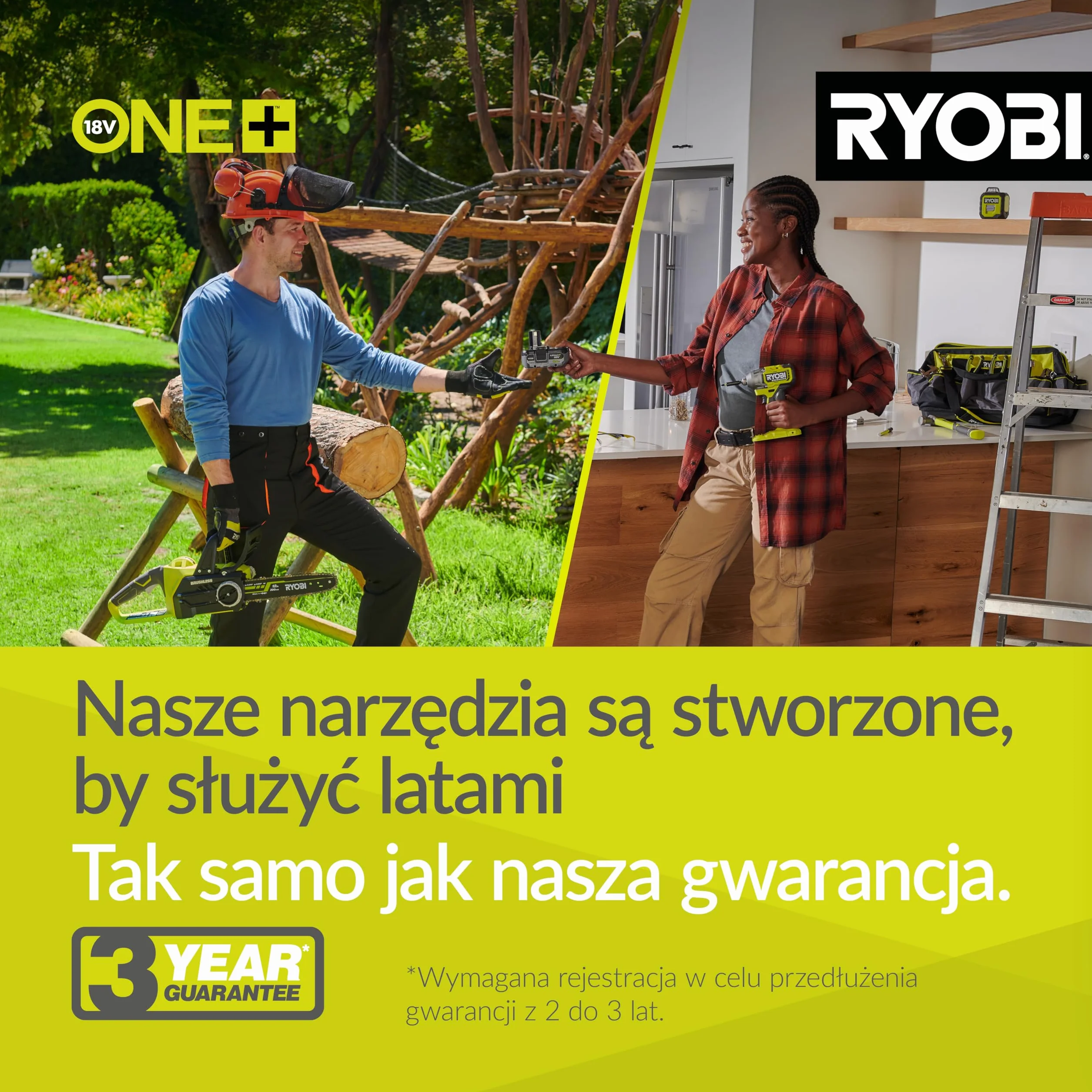 Ryobi Podkaszarka 18 V, OLT1832, Szerokość Koszenia 25 cm Lub 30 cm, Teleskopowy Regulowany Wysięgnik, Wersja bez Akumulatora i Ładowarki