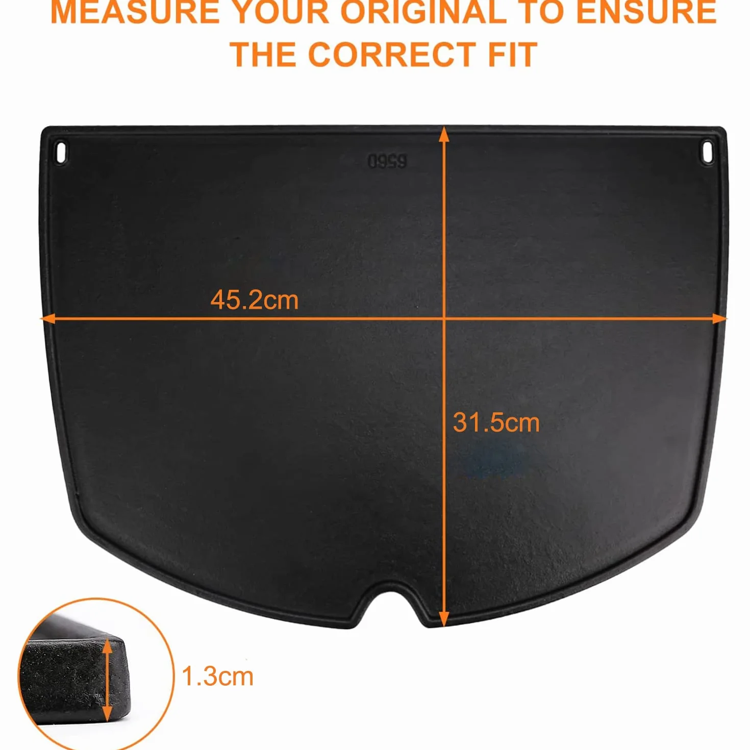 Denmay 6560 45,2 x 31,5 cm żeliwna patelnia do grilla gazowego Weber Q300 Q320 Q3000 Q3200, część zamienna do grilla, 1 opakowanie