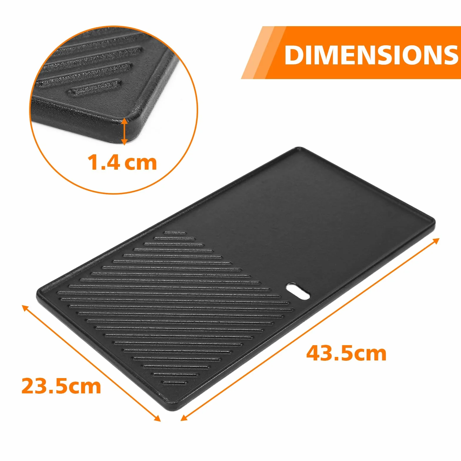 GFTIME 13191 43 cm x 24 cm płyta grillowa plancha do Landmann EMAILLEE Triton 2 Bruleurs, żeliwna płyta grzewcza do grilla gazowego na spalania jajek i kurczaka