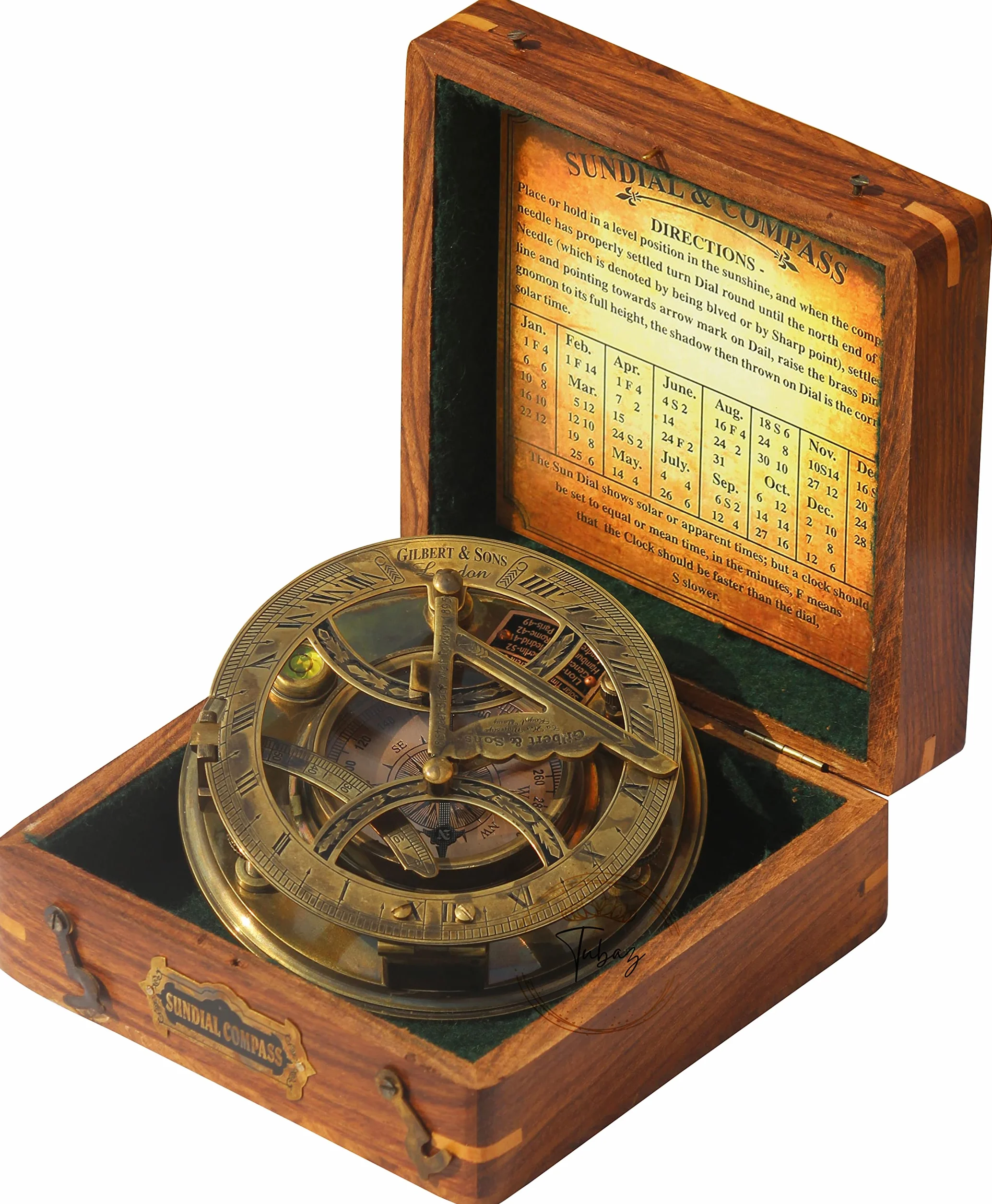12,7 cm steampunkowy kompas z zegarem słonecznym – najwyższej jakości idealnie skalibrowany duży mosiężny kompas w stylu antycznym w stylu vintage z drewnianym pudełkiem, prezenty urodzinowe,