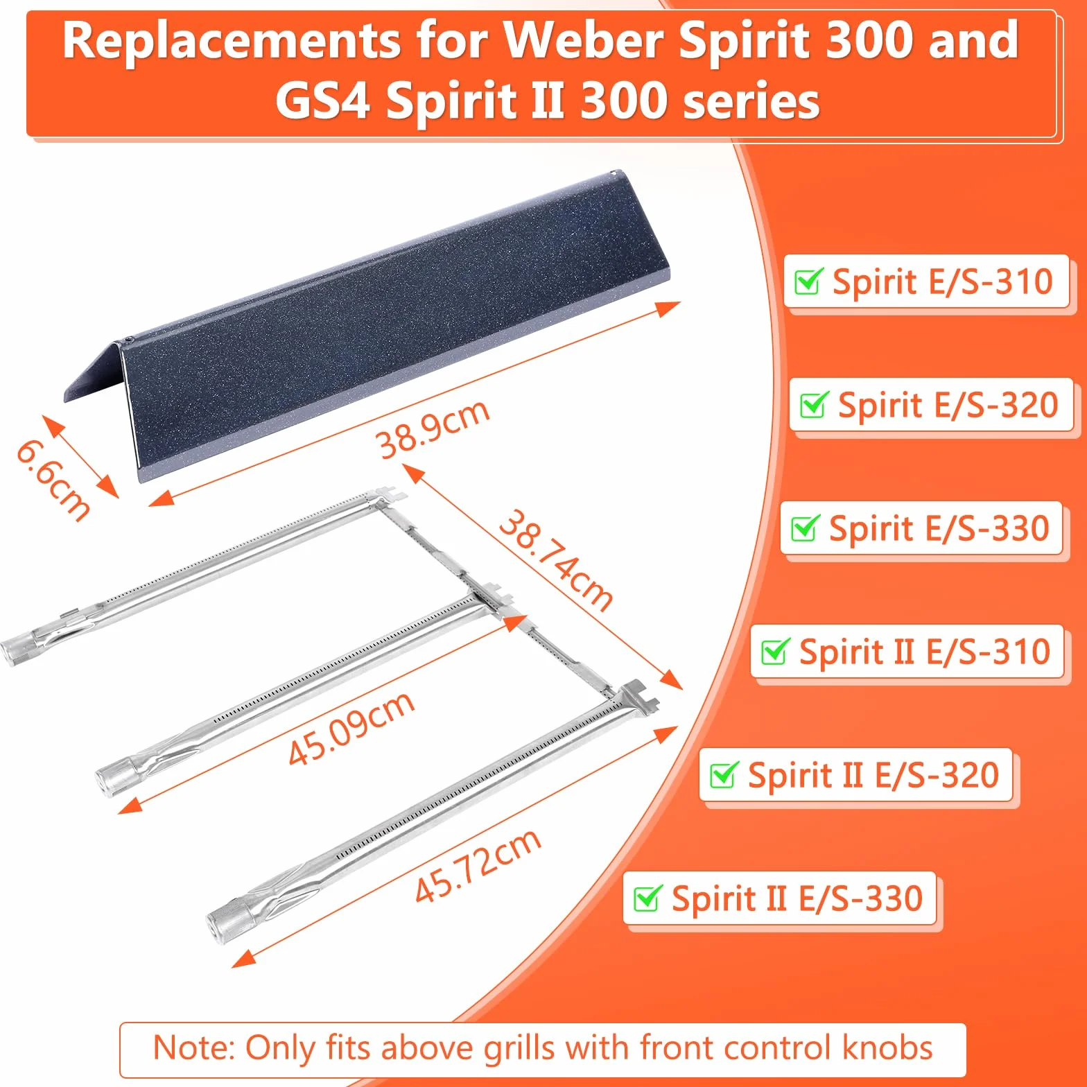 Palnik i Flavorizer Bar do Weber Spirit I 300, E310, S310, E320, S320, E330, S330, LX 310