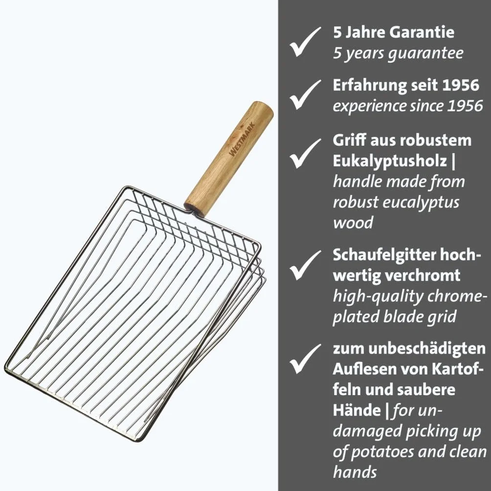 Westmark Łopata do ziemniaków – wysokiej jakości łopata do zbioru ziemniaków, kompaktowy rozmiar, idealna do małych i dużych grządek ogrodowych – stal nierdzewna, drewno