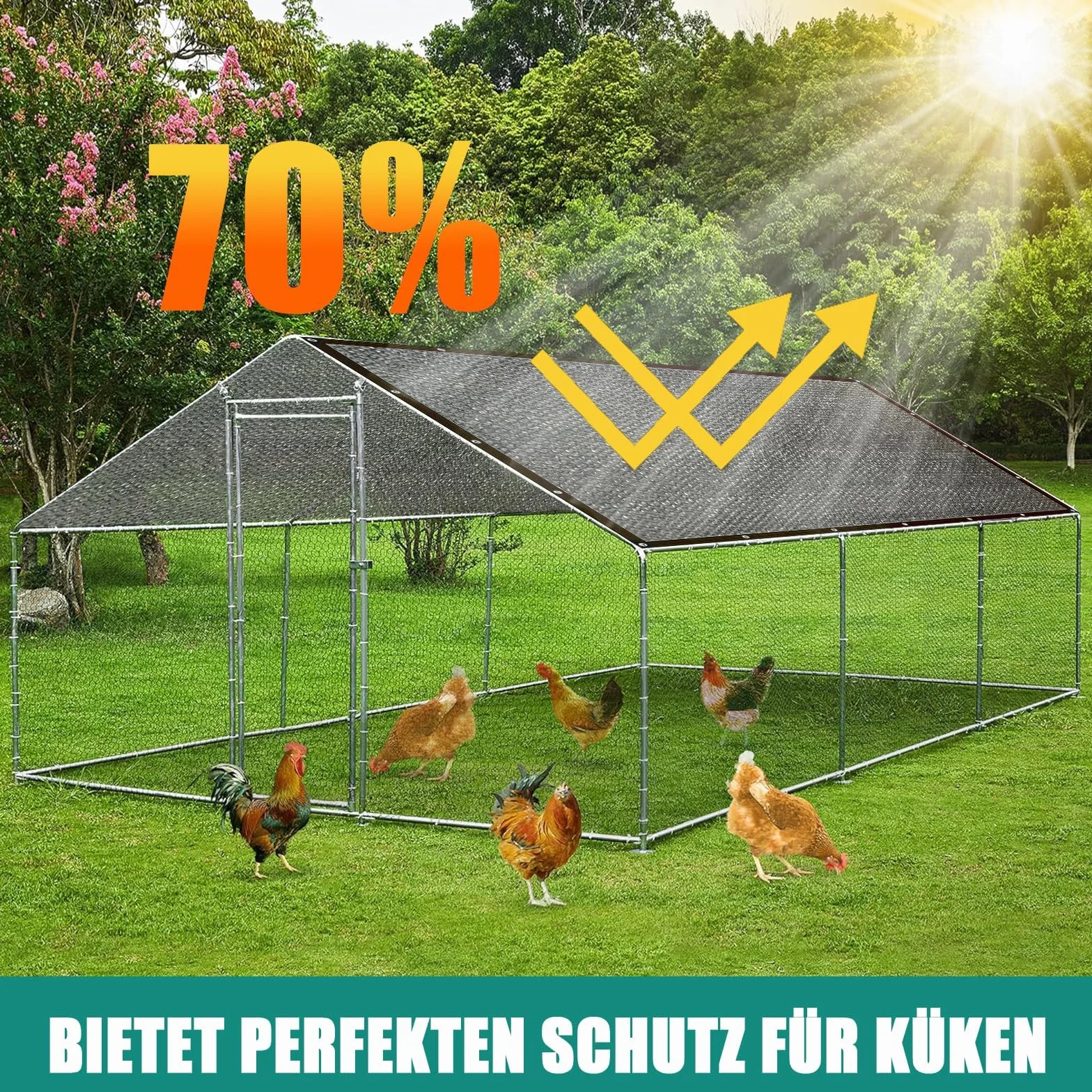 Siatka Zacieniająca z Przelotkami 2x1m – 70% Ochrona UV, Przewiewna i Przepuszcza Wodę – Odporna na Wiatr Osłona na Pergolę, Taras, Ogród, Balkon