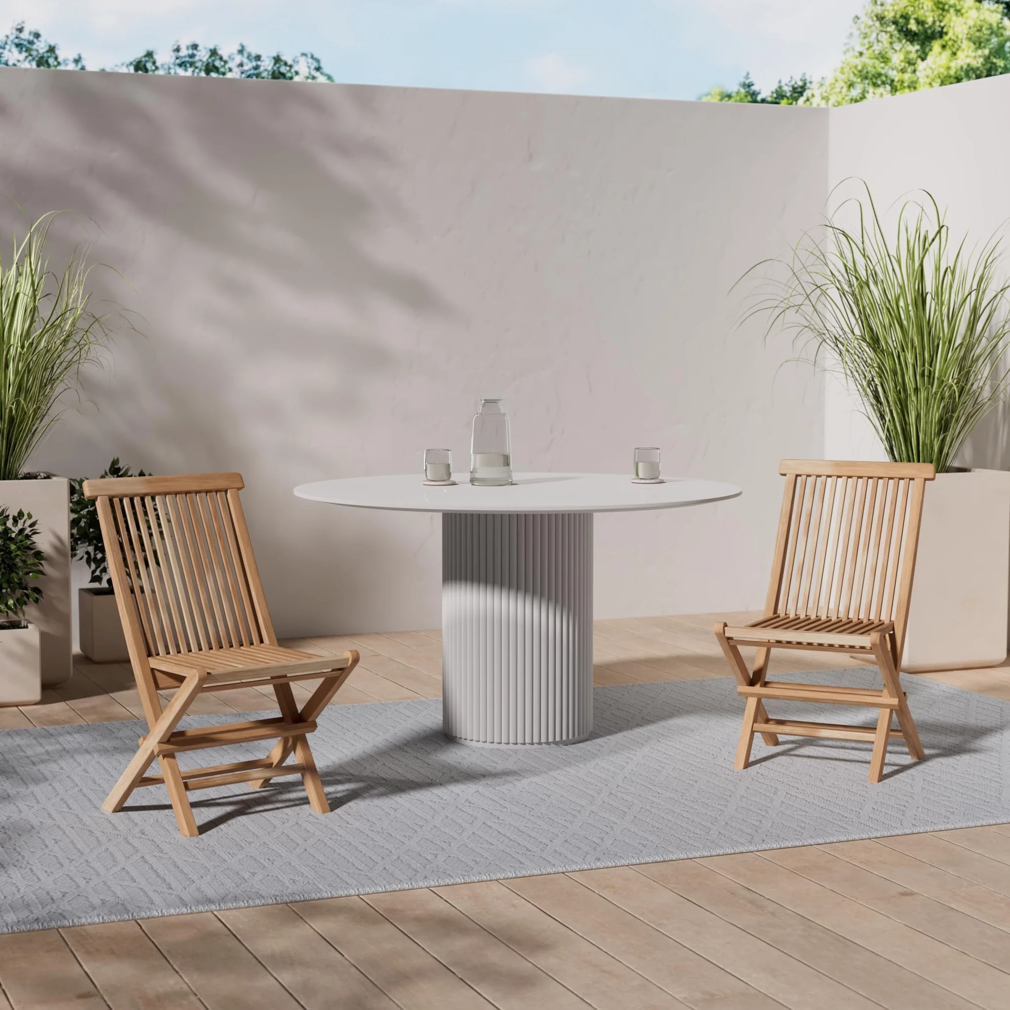 Spetebo Krzesło składane z drewna tekowego Nature Exclusiv – 90 x 50 cm – składane krzesło ogrodowe z surowego drewna tekowego – drewno ogrodowe balkon taras krzesło składane