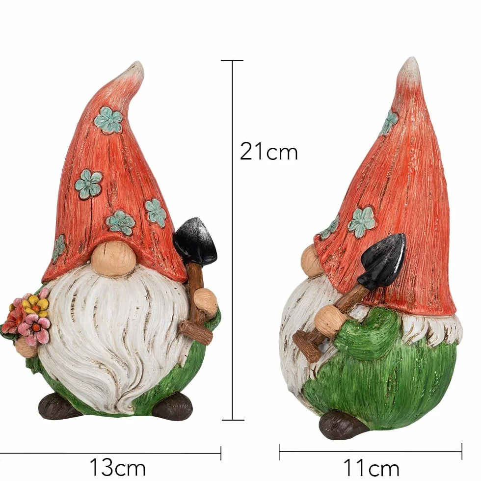 Dekoracyjna figurka krasnala z łopatą 21 cm krasnal ogrodowy