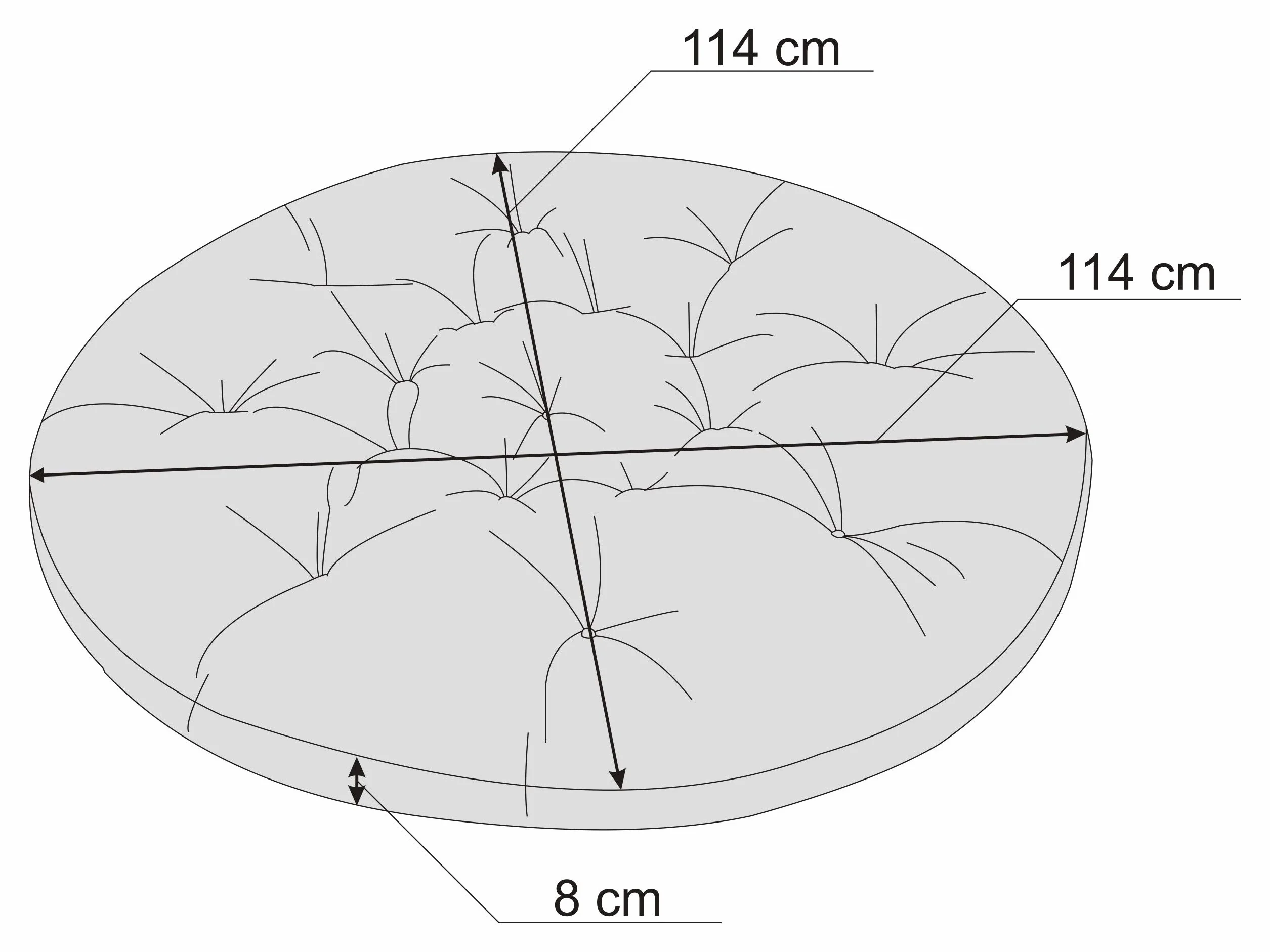 PillowPrim Poduszka na fotel papasan, podkładka, poduszka zamienna Papasan D 114 cm, wyściełana poduszka podłogowa, poduszka do siedzenia, do fotela wiszącego, wyprodukowano w UE – zielona trawa