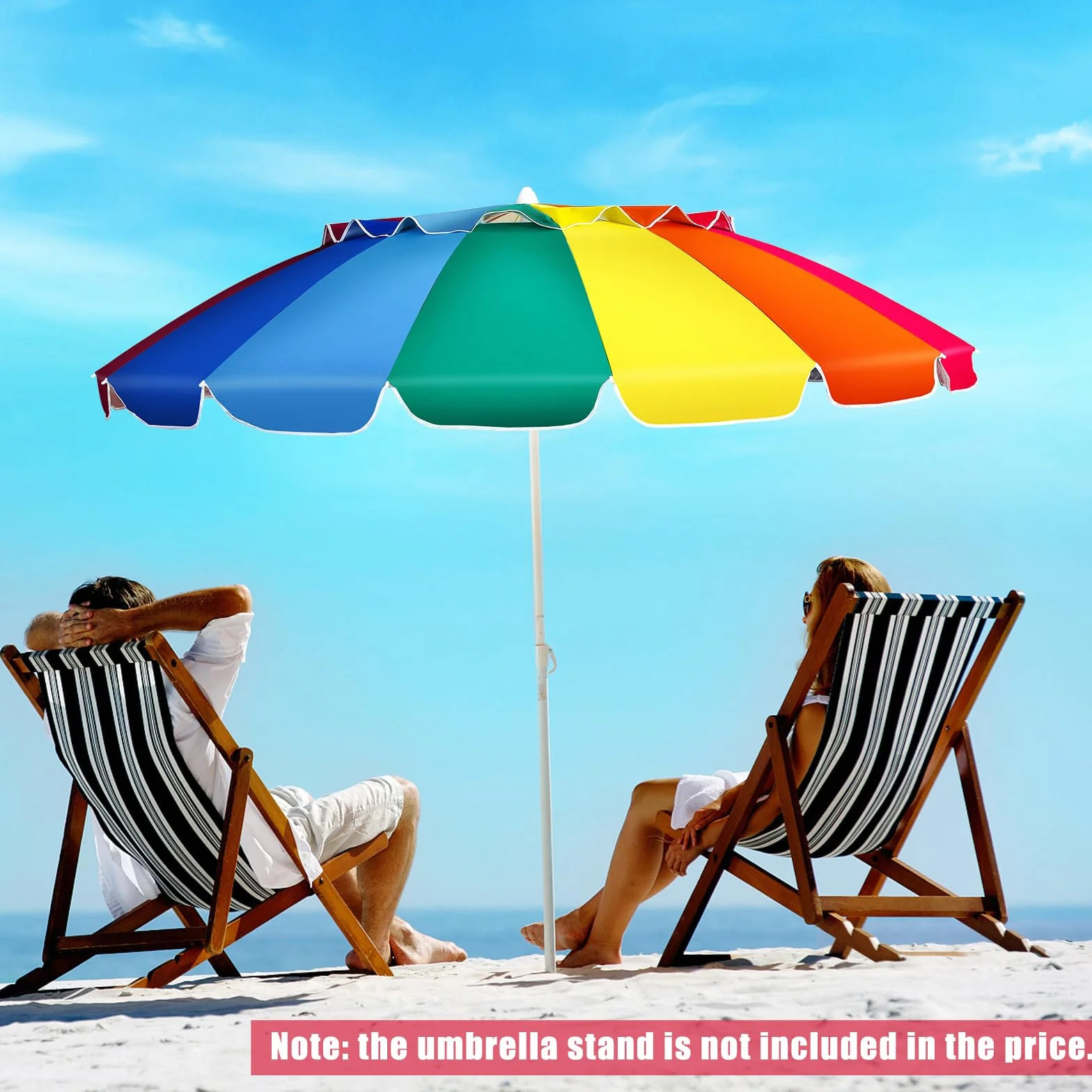 KOMFOTTEU Parasol przeciwsłoneczny, plażowy, 243 cm, ochrona przed słońcem, parasol plażowy, składany, lekki, z torbą do przenoszenia, parasol tarasowy do użytku na zewnątrz