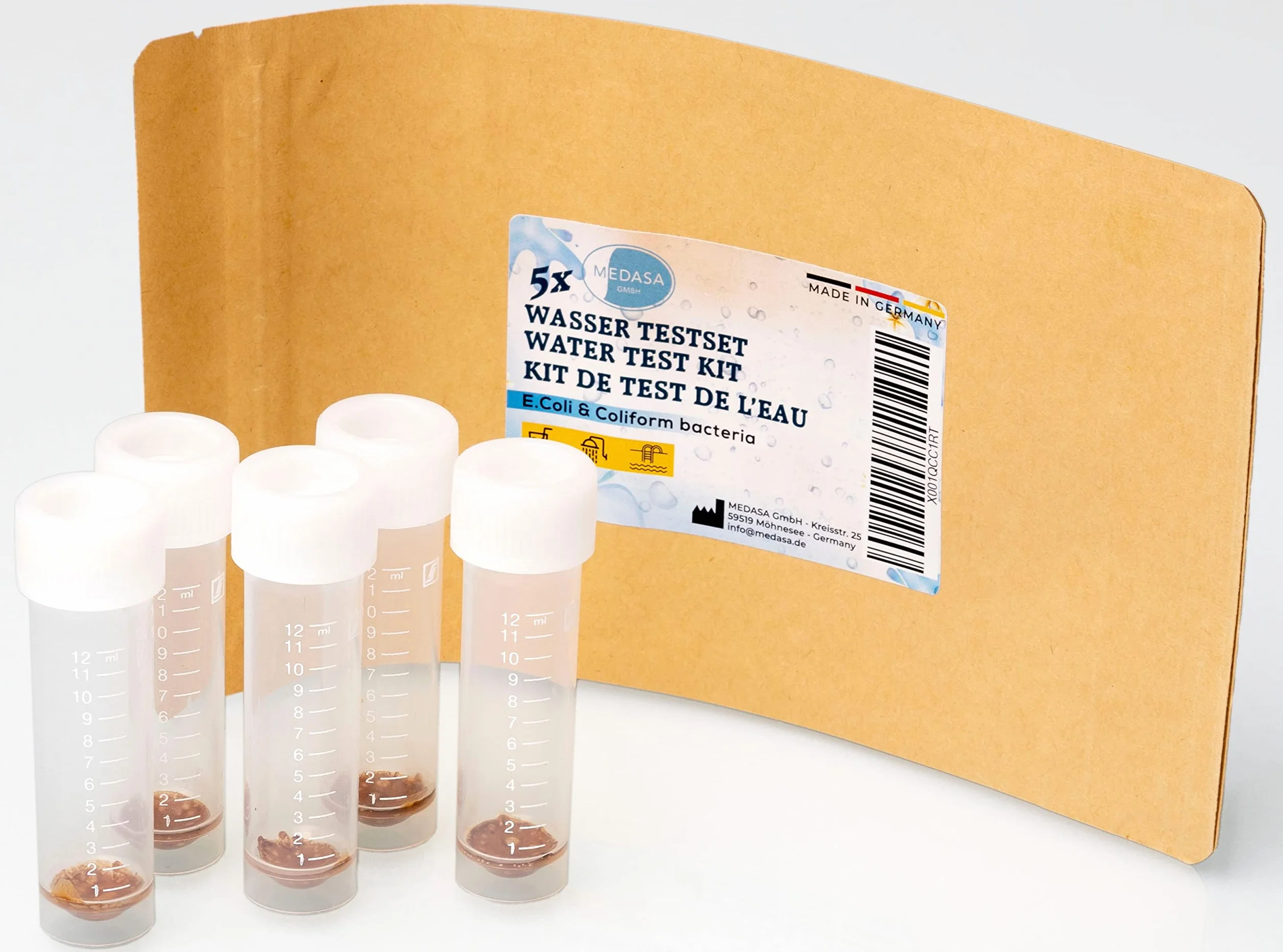 Test wody na obecność bakterii Coliform E. coli w wodzie pitnej i w wodzie ze studni (5 x zestaw testowy)
