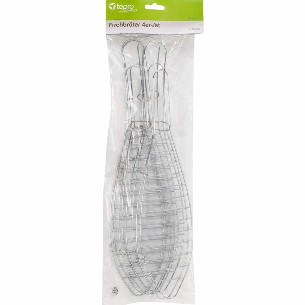 tepro Akcesoria do grilla brytfanna ryba, zestaw 4 szt. na 4 ryby, chromowane, długość: ok. 42 cm