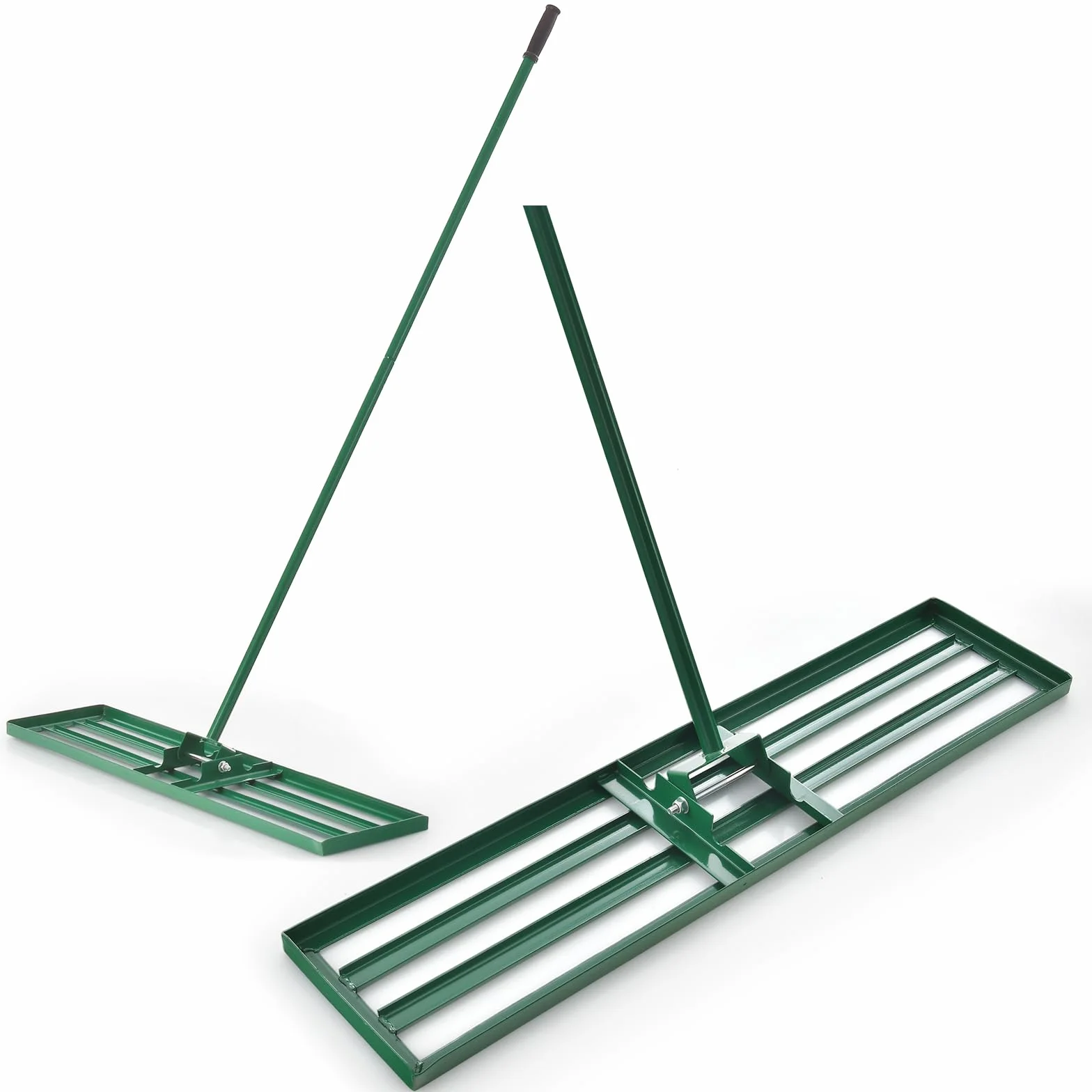 COSTWAY Gräsutjämnare, i metall med ergonomiskt handtag, utjämningskratta för gräsmatta och sand, för trädgård och golfbana, grön (91 x 25 cm)