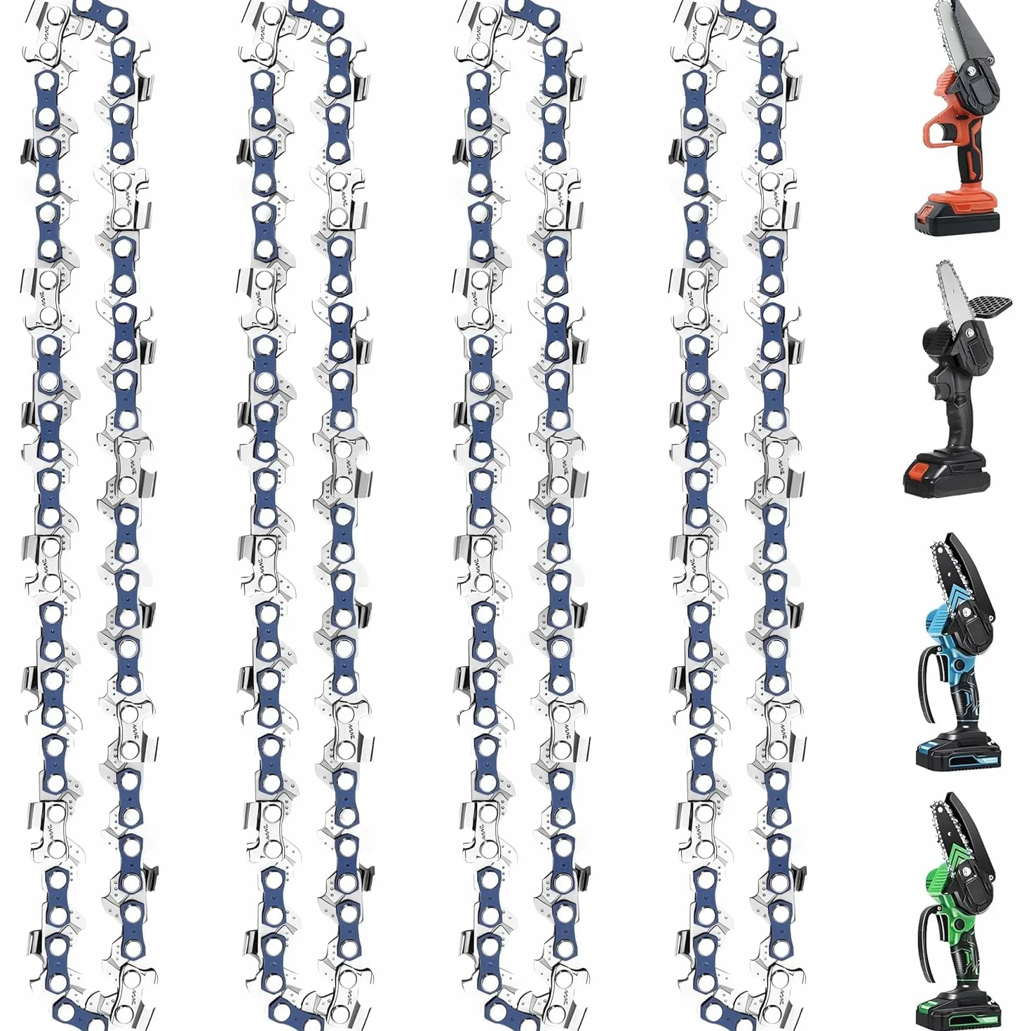 Łańcuch do piły łańcuchowej 1/4" LP 1,1 mm 37 ogniw, uniwersalny do mini pilarek, zestaw 4 sztuki