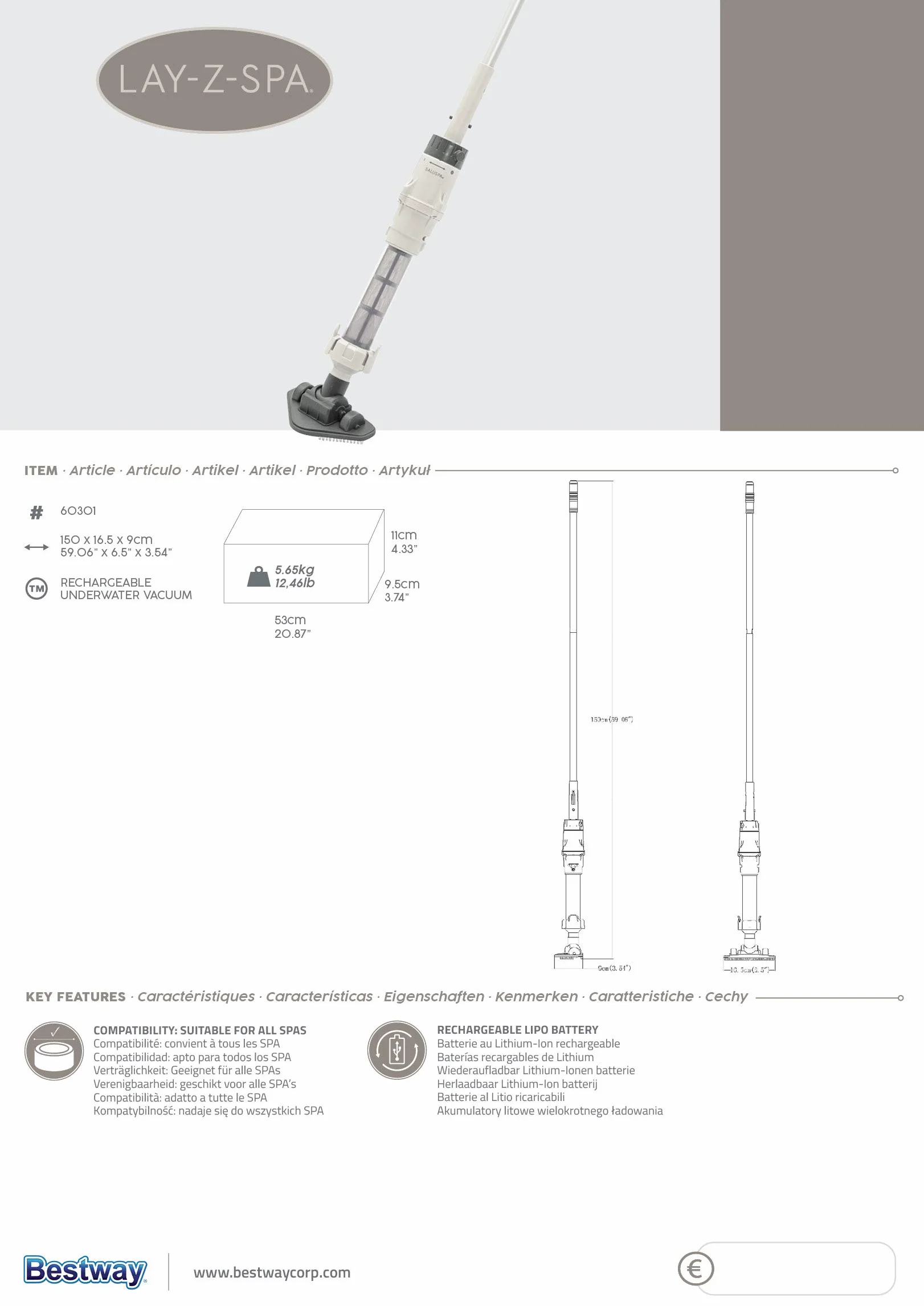 Bestway Lay-Z-Spa® Rechargeable Underwater Vacuum