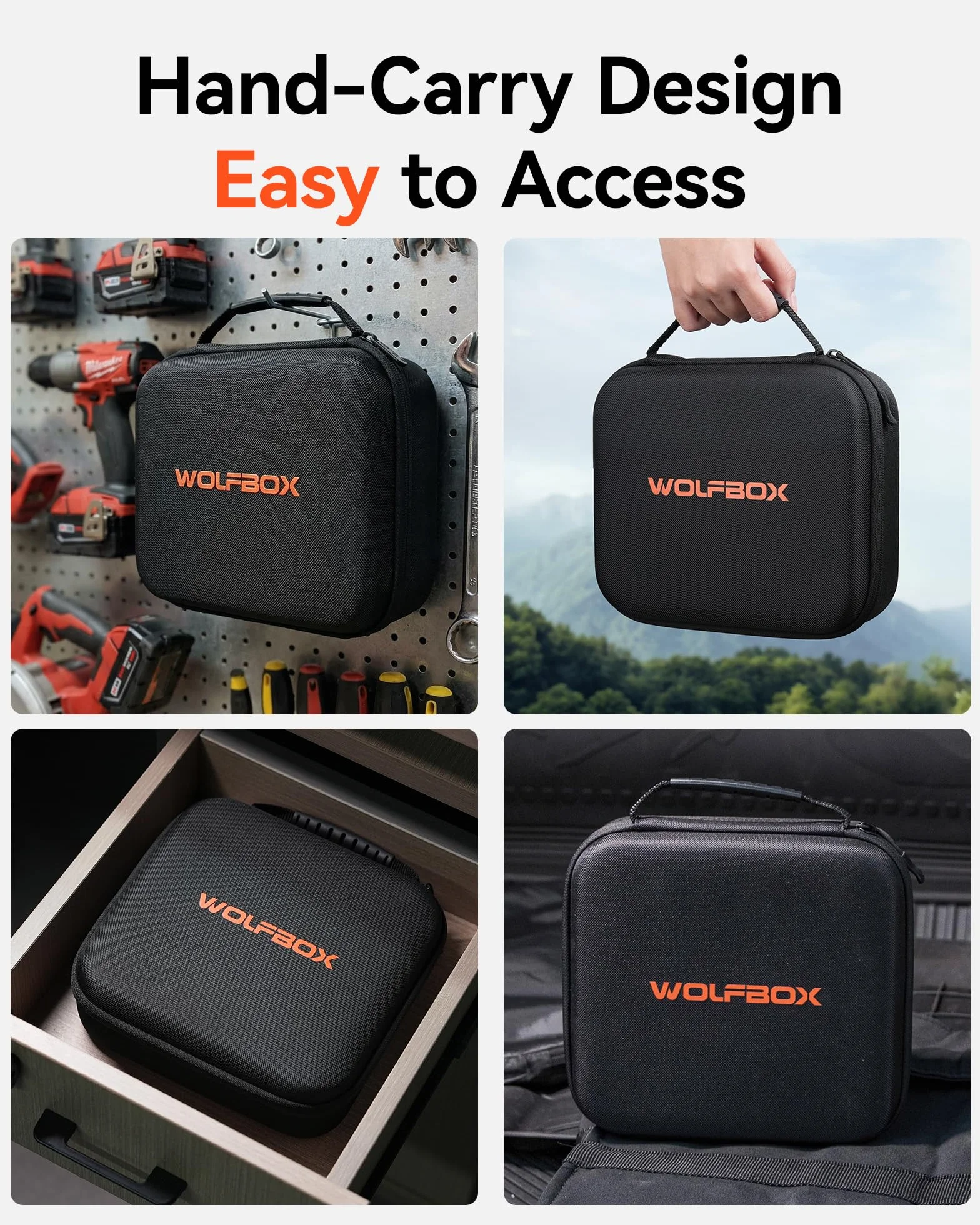 WOLFBOX Twarda torba transportowa kompatybilna z MF100, MF200, MF60, MF70 Electric Air Duster, odporna na wstrząsy ochronna podróżna torba do przechowywania sprężonego powietrza dmuchawy i akcesoriów