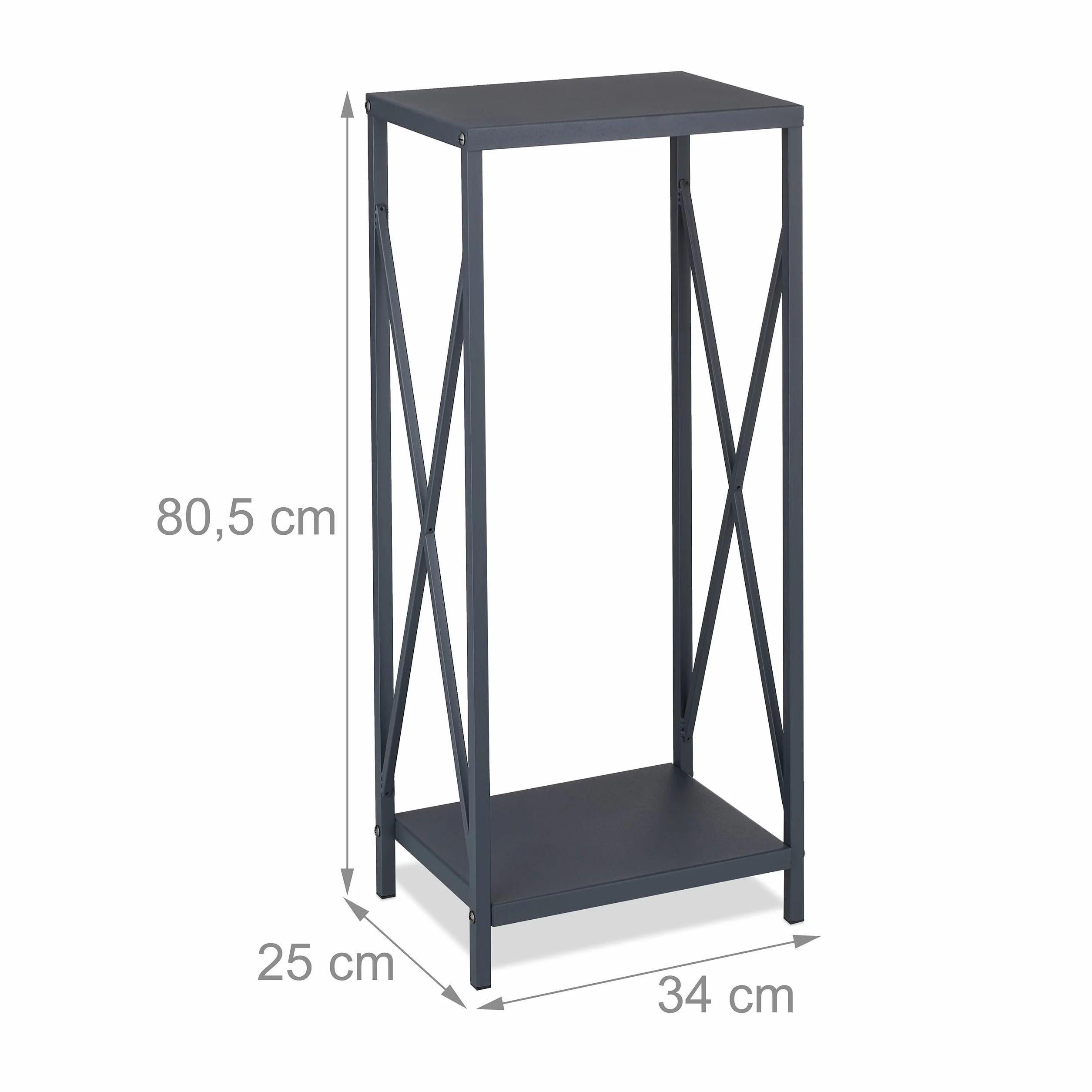 Relaxdays Metalowy regał na drewno kominkowe 80,5 x 34 x 25 cm malowany proszkowo szary