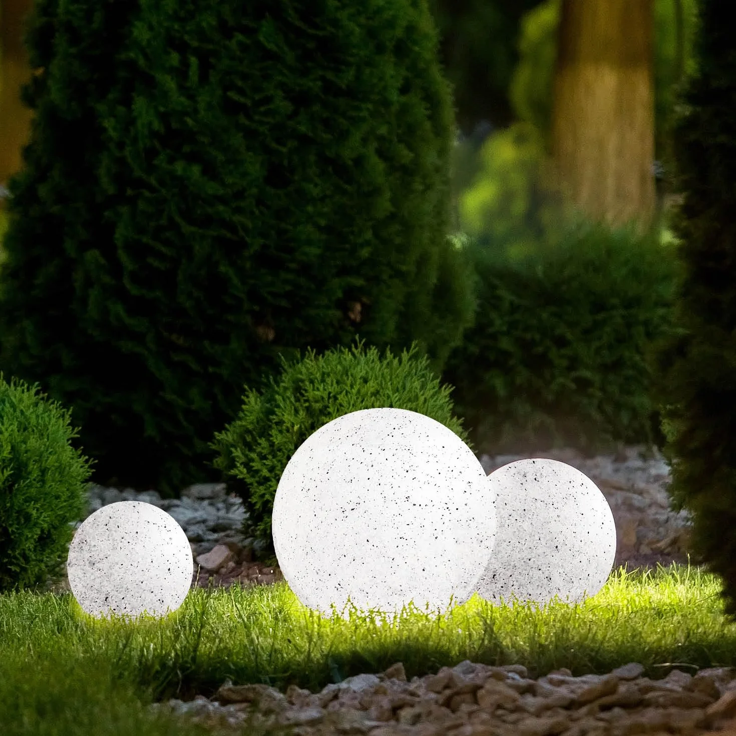 Lampa ogrodowa imitacja kamienia kula świetlna zewnętrzna IP65 lampa ogrodowa zewnętrzna, kabel IP65 2m dekoracja ogrodowa, oświetlenie ogrodowe z zasilaniem (ø25 cm S)