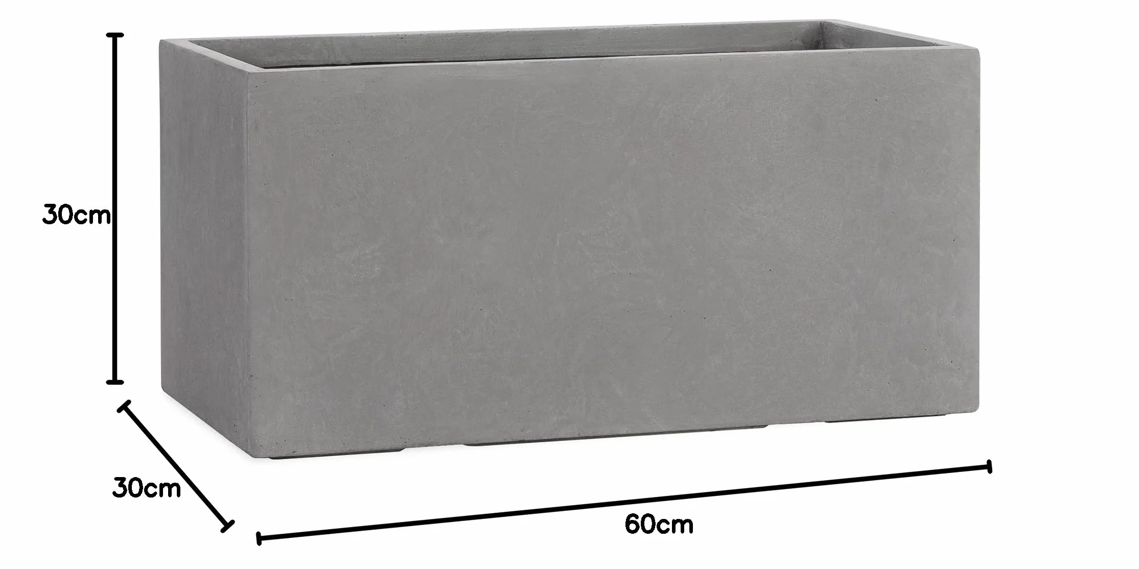 Pflanzwerk® Donica na rośliny TUB, szara, 30 x 60 x 30 cm XXL – prostokątna, duża donica z włókna szklanego, do użytku na zewnątrz i wewnątrz, odporna na mróz, ochrona przed promieniowaniem UV