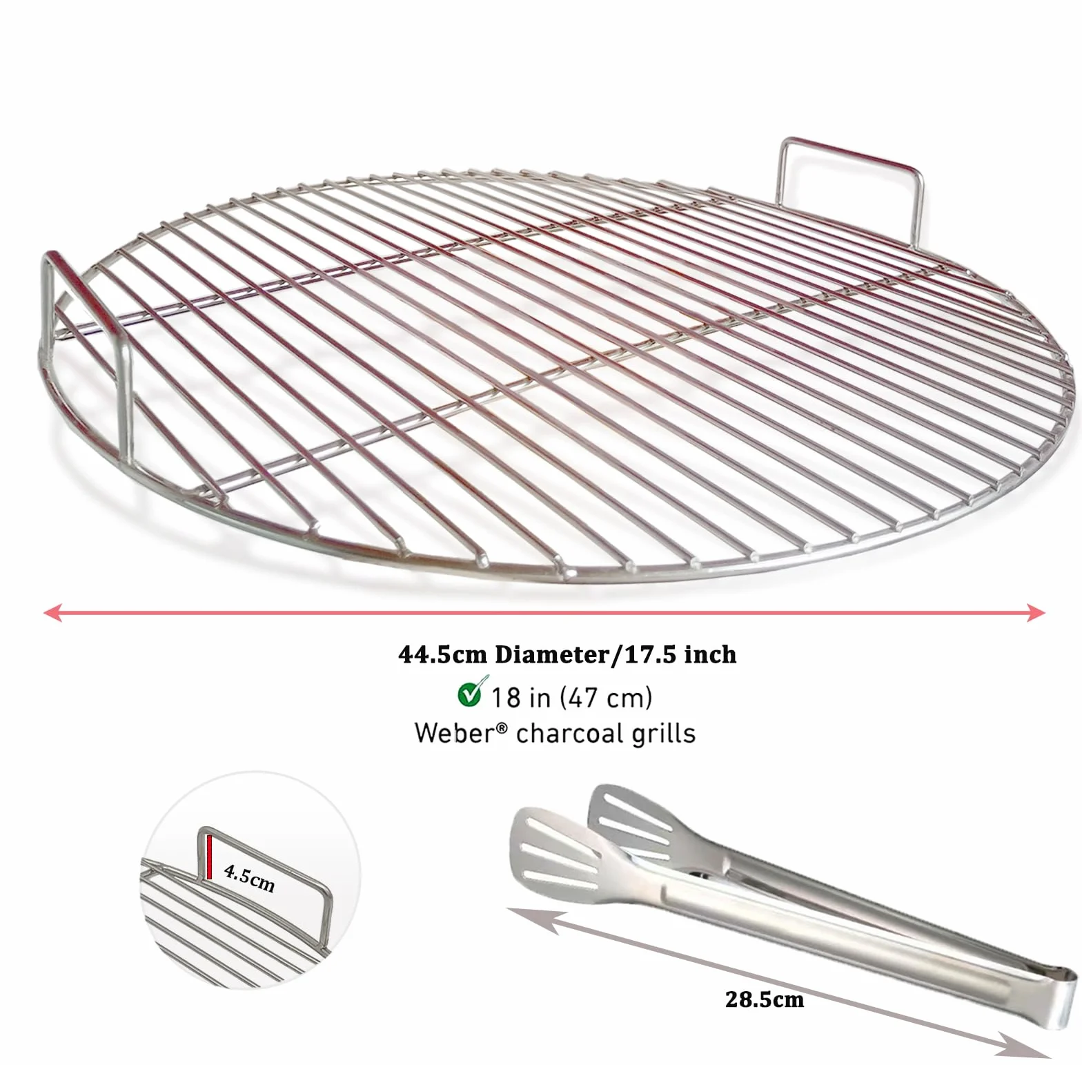 Ruszt grillowy ze stali nierdzewnej 304 44,5 cm do grilla Weber