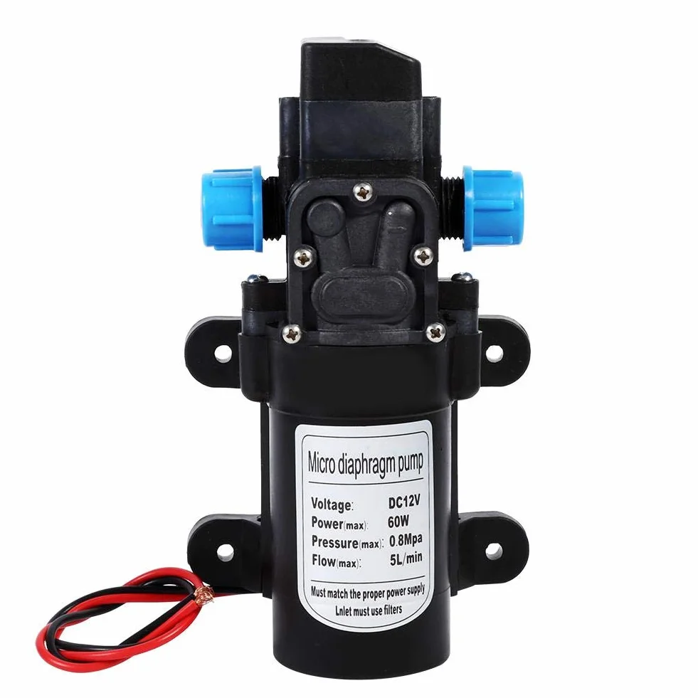 Greensen Wasserpumpe 12V Hochdruckpumpe Membranpumpe, 60W 5L/Min Pumpe Selbstansaugend Membran Wohnmobil Wasserpumpe Hochdruck Pumpe Druckwasserpumpe