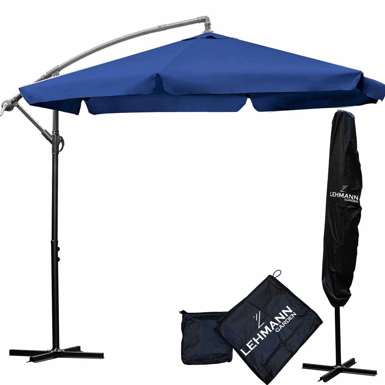 LEHMANN Aluminiowy parasol ogrodowy Ø 300 cm z korbą regulowany UV wodoodporny