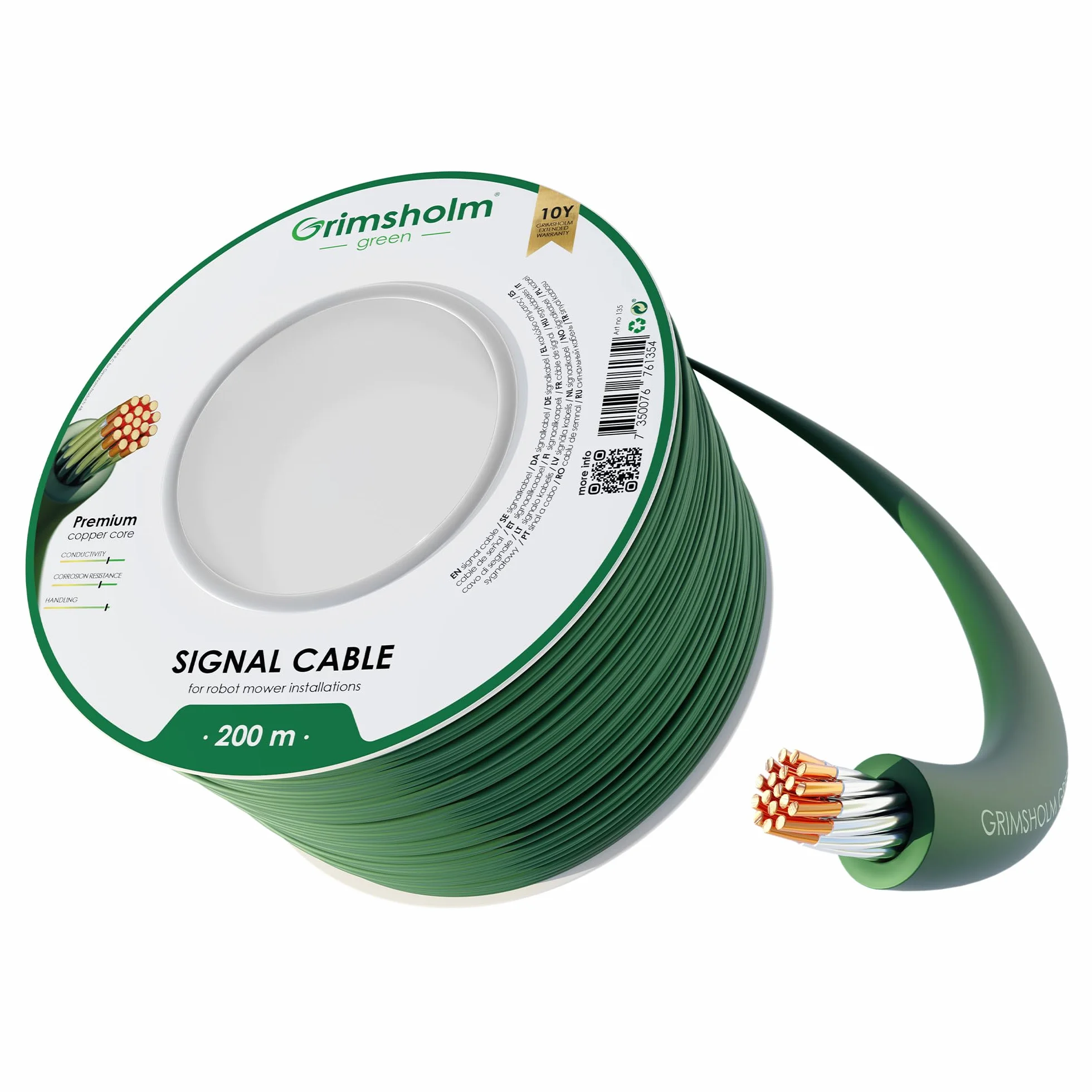 Grimsholm Green - Kabel sygnałowy Premium (rdzeń miedziany), 200 m