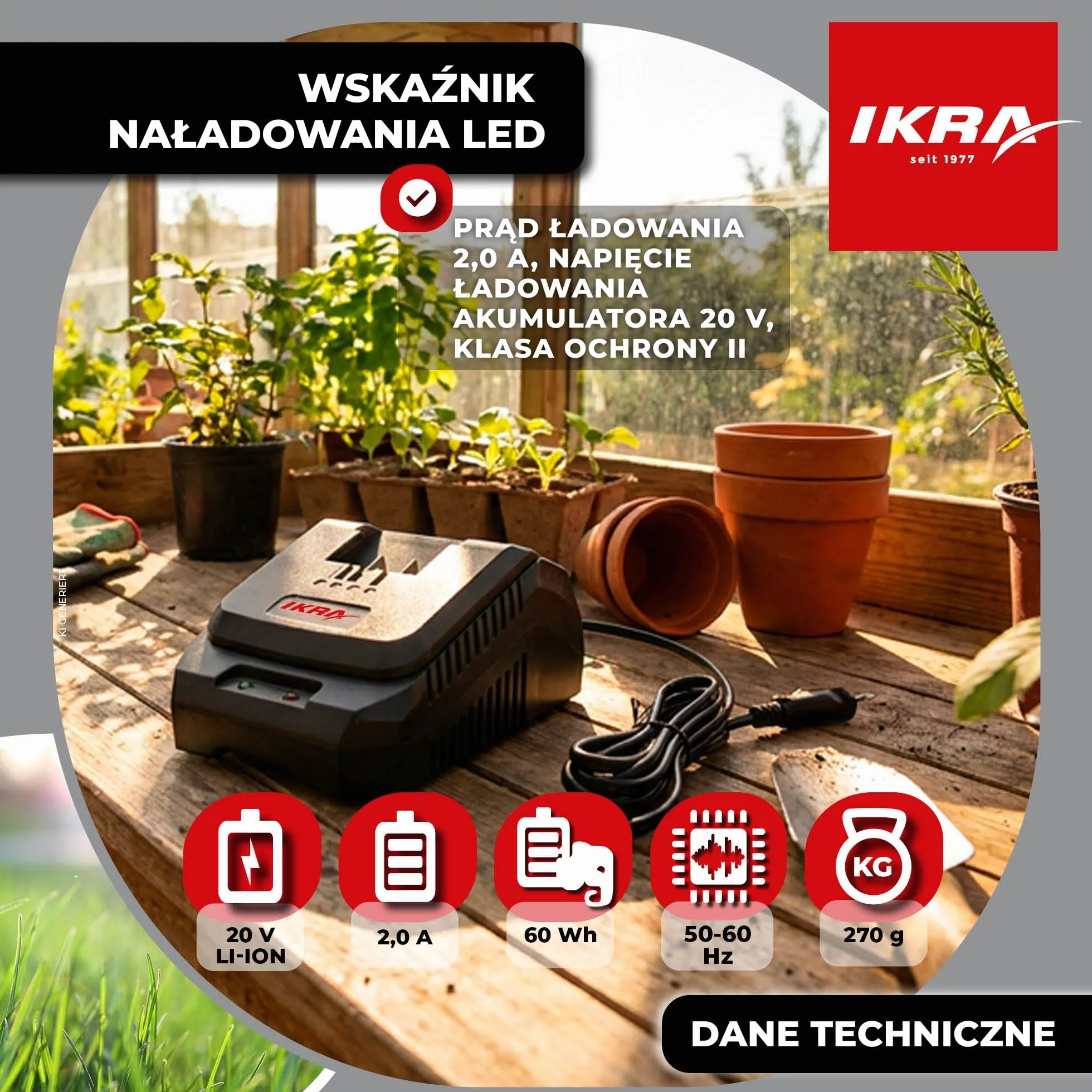 IKRA szybka ładowarka akumulatorów 20V LED stacja ładowania