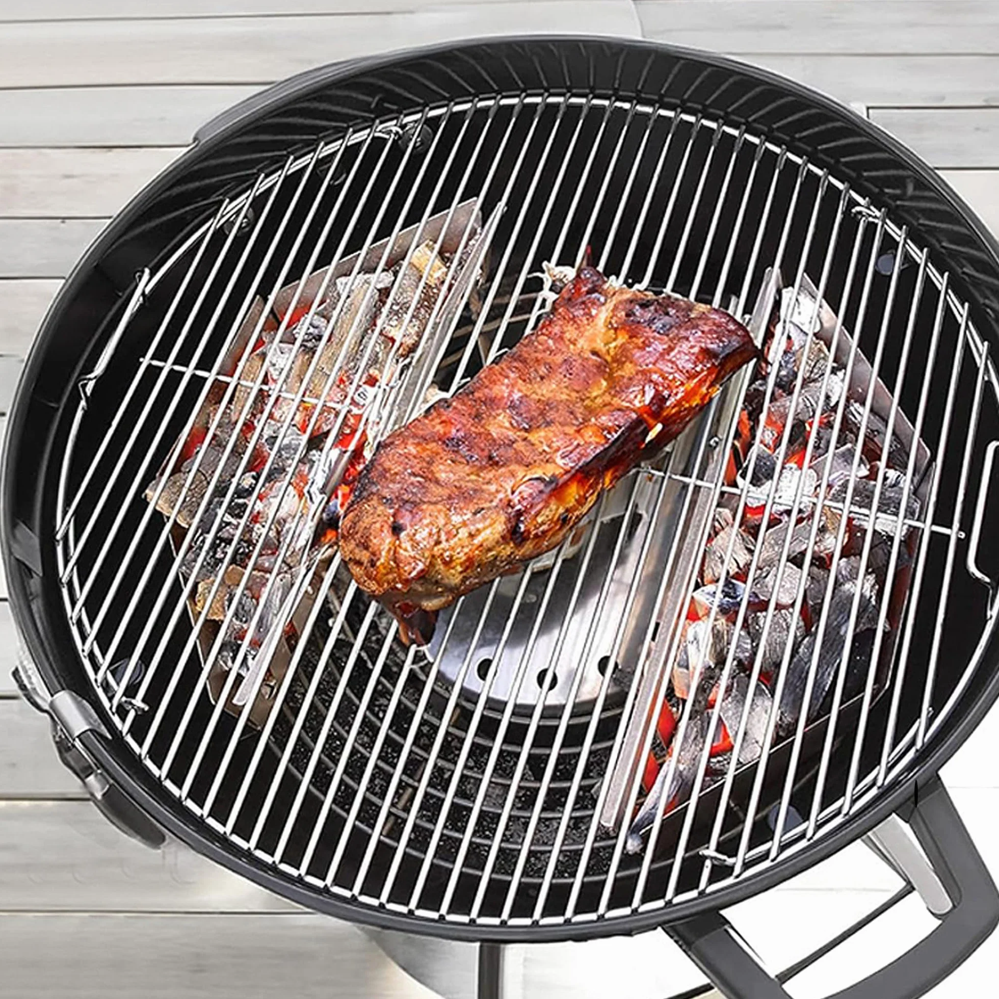 Kosze na węgiel drzewny, ze stali nierdzewnej, wykonane z wytrzymałej, ocynkowanej stali, idealne do bezpośredniego i pośredniego grillowania z węglem drzewnym, odpowiednie do wszystkich grilli