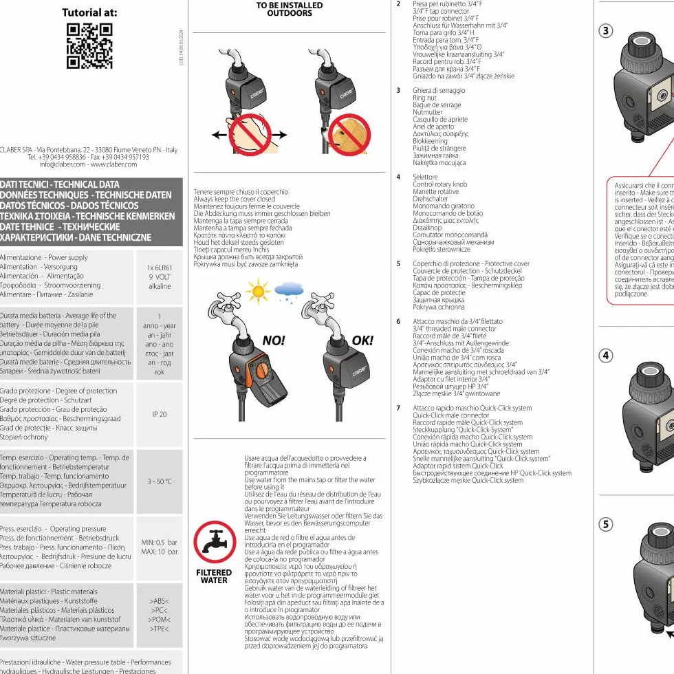 Claber 1864N8422 - Programador Riego Logica Classic 84