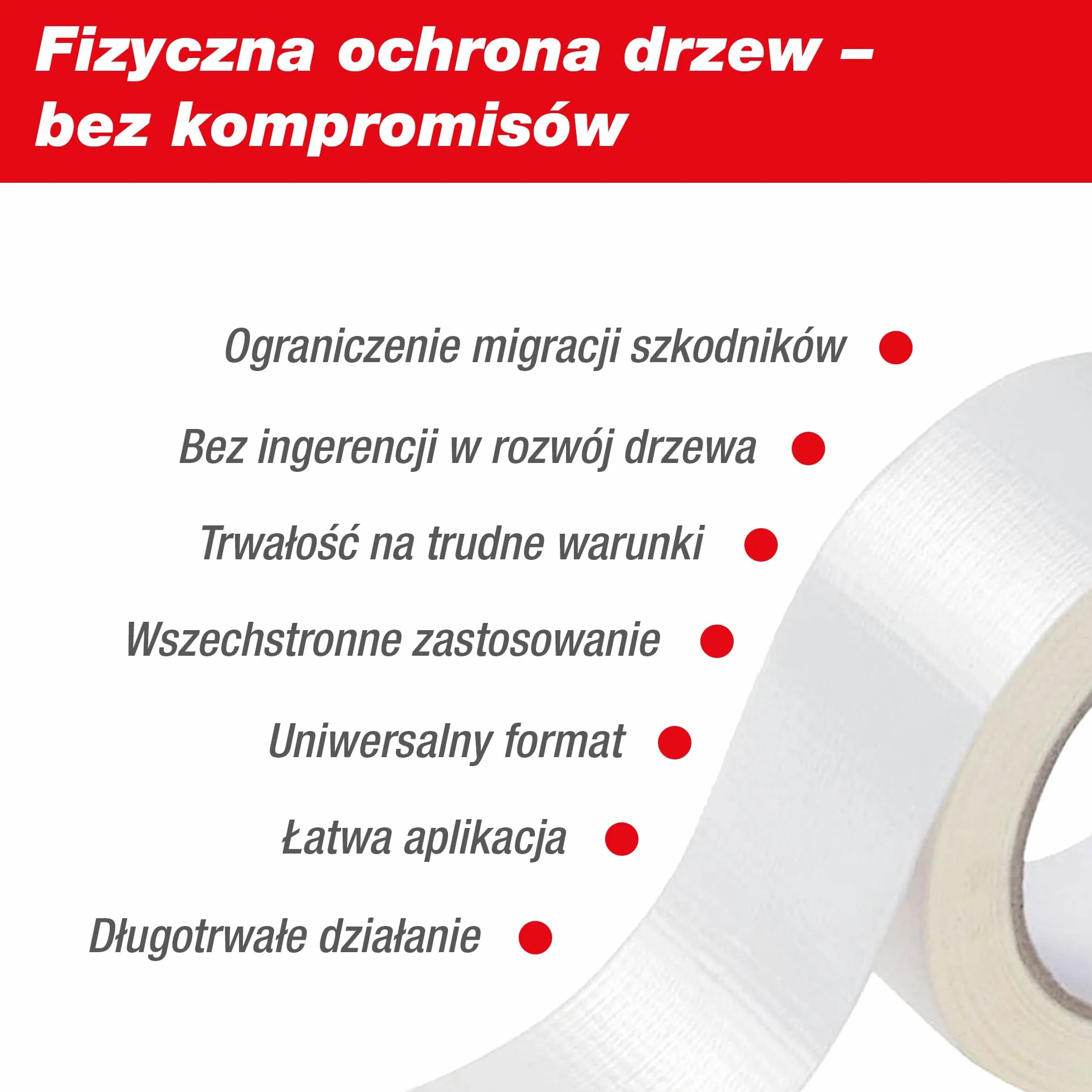 SWISSINNO Klejący Pierścień na Drzewa – Zwalcza Gąsienice i Mrówki – Pułapka Barierowa z Białą Taśmą – Samoprzylepna – 5cm x 5 Metry – Działa Mechanicznie
