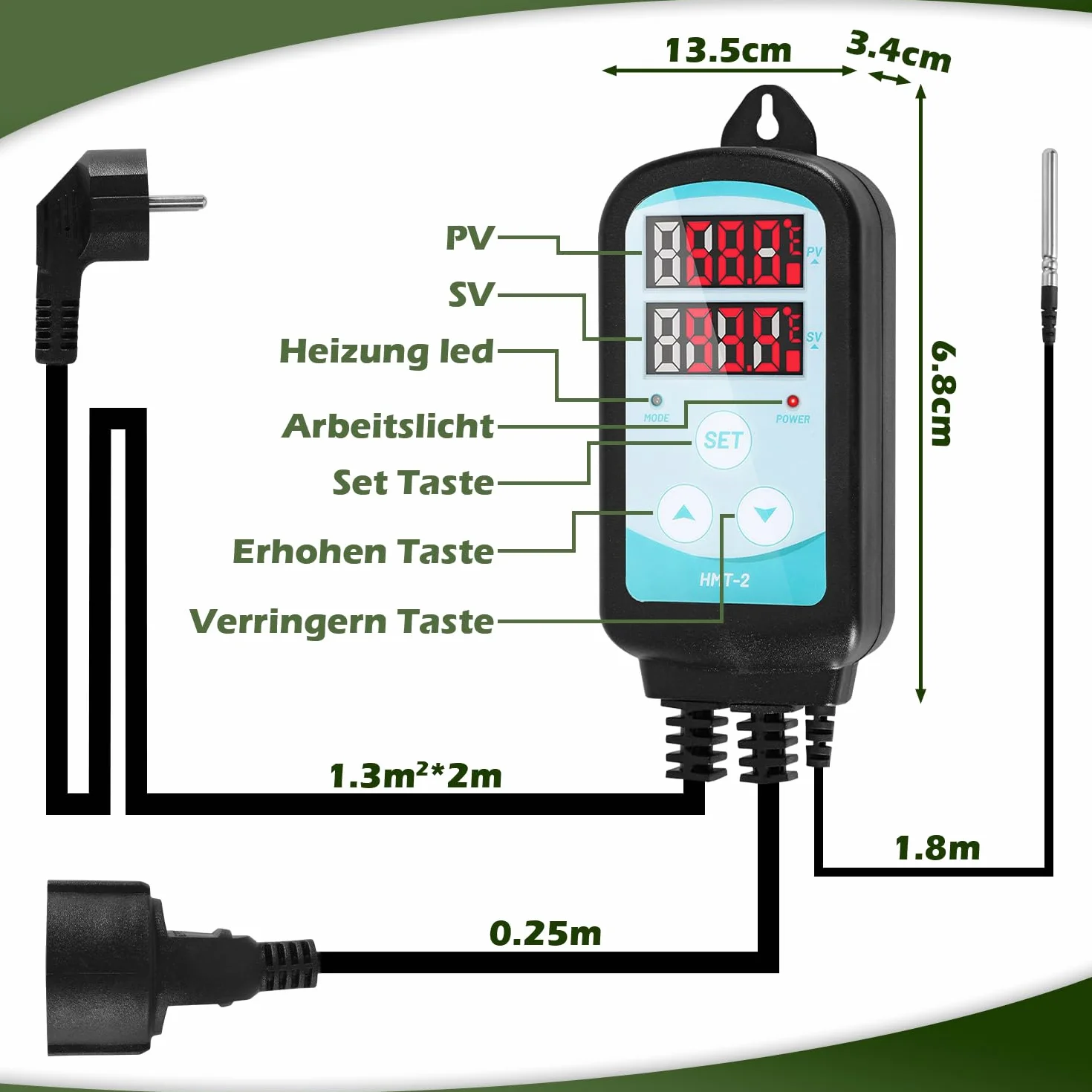 Sonnewelt Ogrzewanie szklarniowe 90 W z termostatem, elektryczne ogrzewanie do szklarni z wbudowanym, idealne do szaf i szklarni