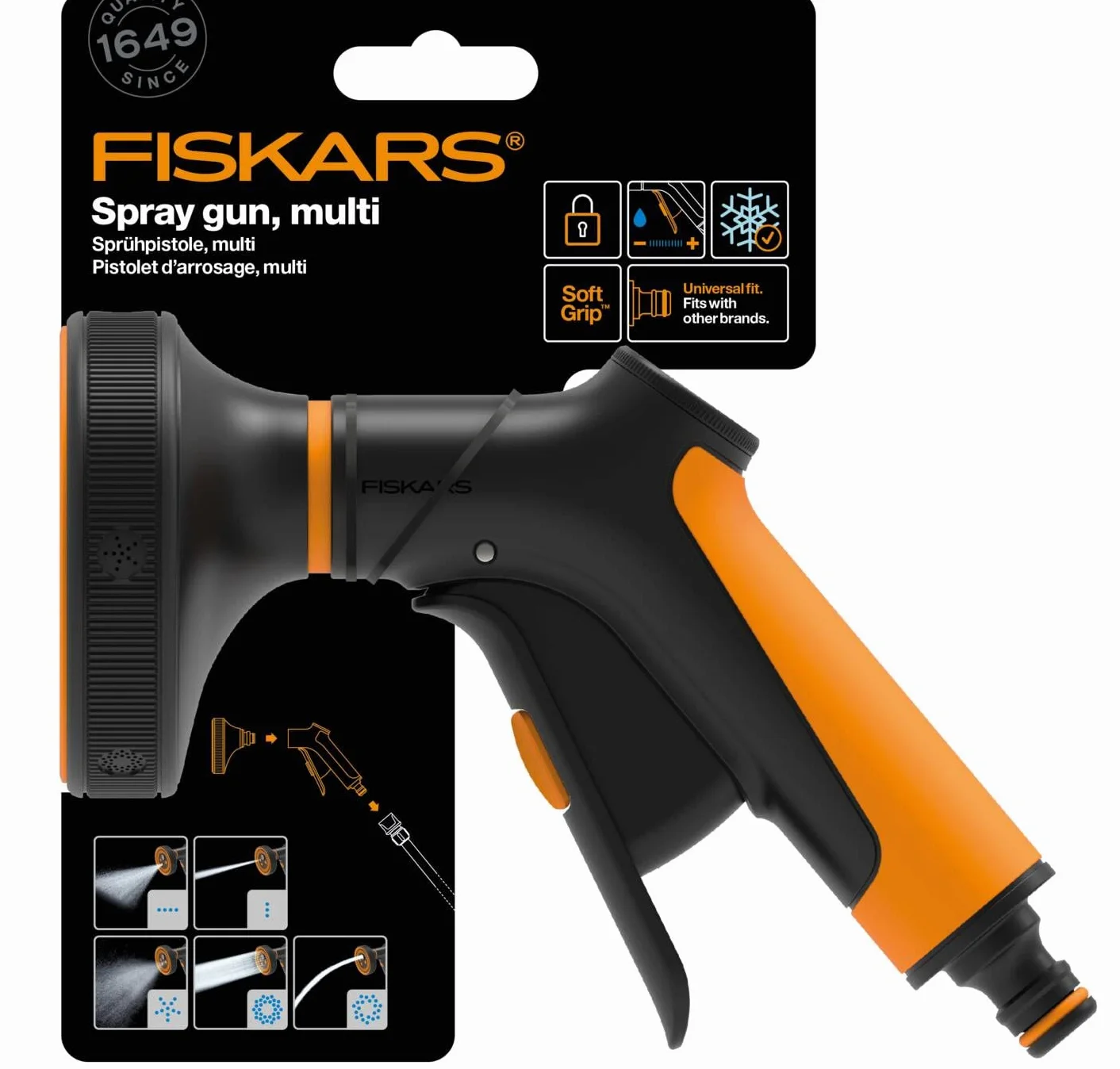 Fiskars Cf Multi Pistolet Natryskowy, Czarny/Pomarańczowy, 5 Funkcji