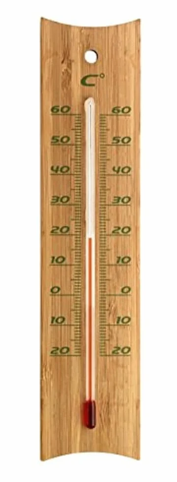TFA Dostmann Bambusowy termometr wewnętrzny zewnętrzny 12.1049 odporny na warunki atmosferyczne 20 cm brązowy