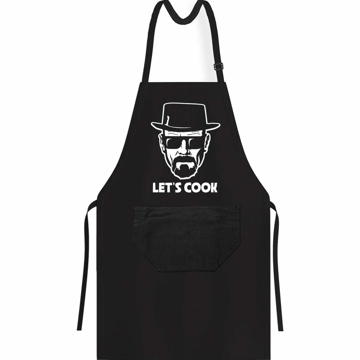 OM3 MR-WHITE-LETS-COOK Fartuch do grillowania - Parodie Kult TV Fartuch kuchenny dla dorosłych, unisex, czarny, jeden rozmiar