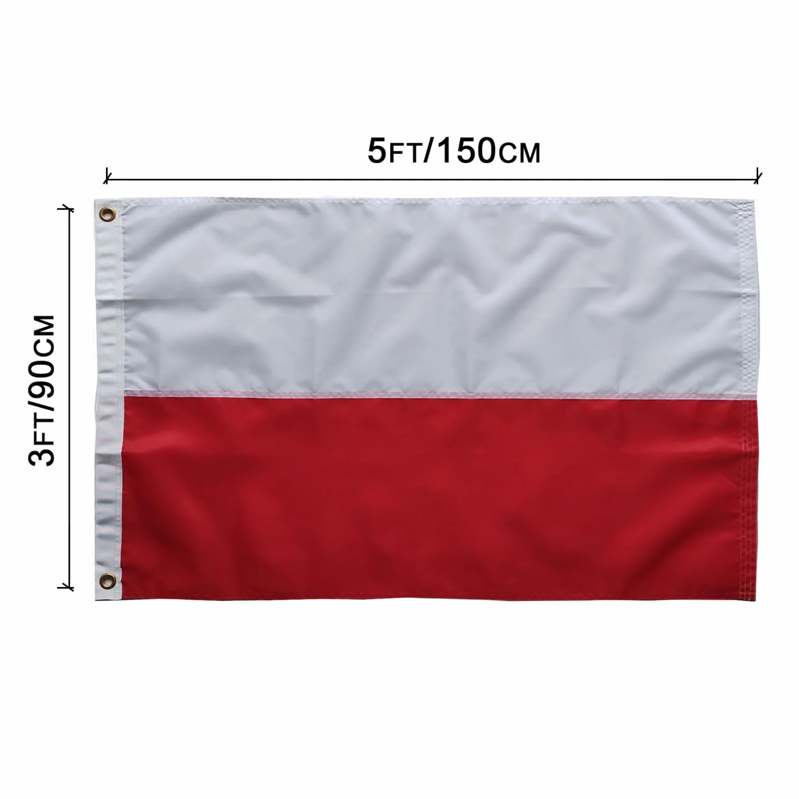Polski Flaga 90 x 150 cm - Szyte Paski 210D Heavy Duty Poliestrowa Na Zewnątrz Nylonowa Mosiężne Przepustki