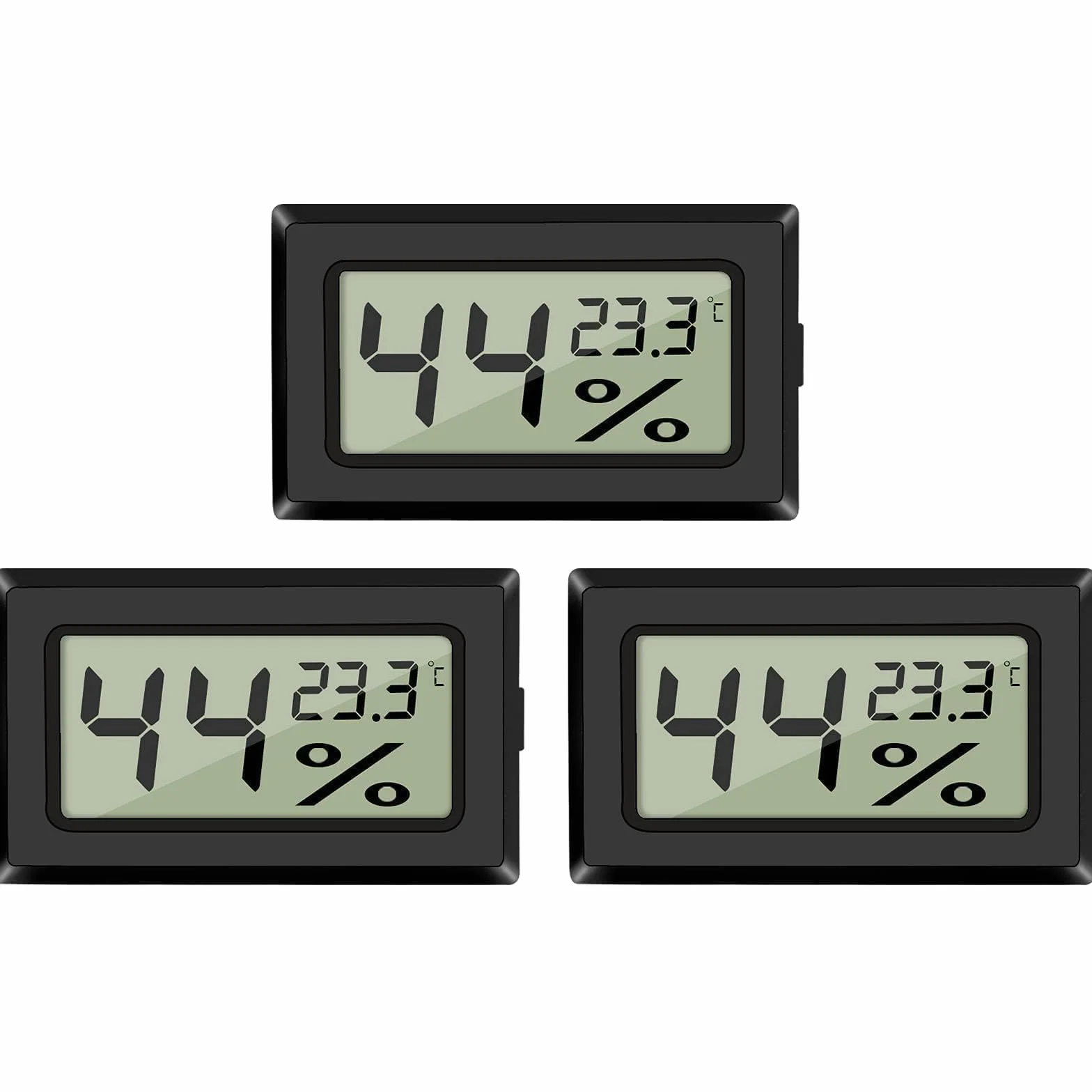EEEKit Termometr i Higrometr Zestaw 3, Cyfrowy LCD Miernik Wilgotności, Czarny