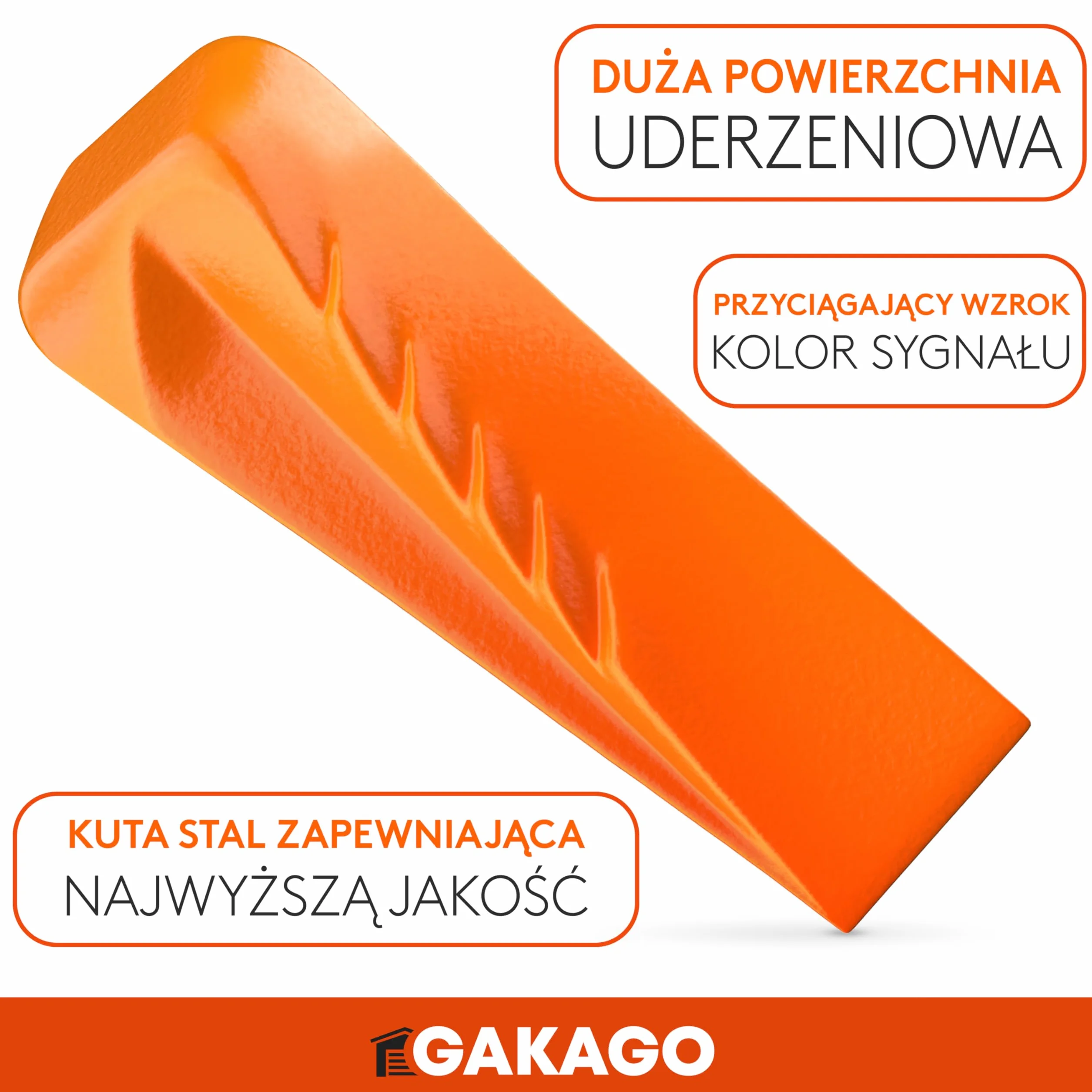 Gakago Klin rozłupujący do drewna - Mocny obrotowy klin rozłupujący z silnym działaniem rozłupującym - Kuty klin rozłupujący wykonany z litej stali w kolorze sygnalizacyjnym