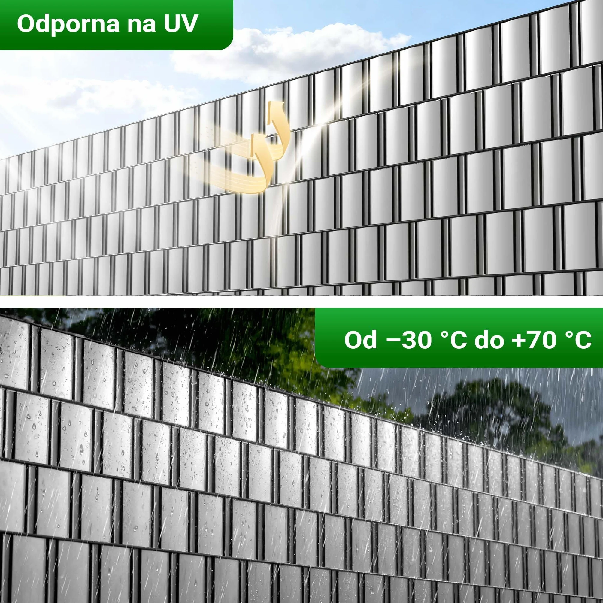 Taśma ogrodowa PCV 35mx19cm 450g/m² szara z klipsami osłona na ogrodzenie