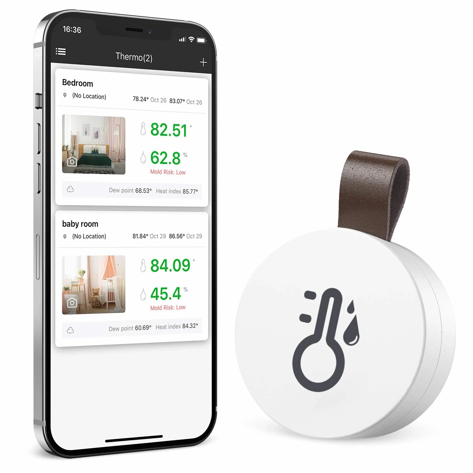 Termometr Bluetooth, higrometr, mini termometr wewnętrzny, higrometr z aplikacją Smart Sensor, cyfrowy termometr z eksportem danych do salonu, pokoju dziecięcego, domu