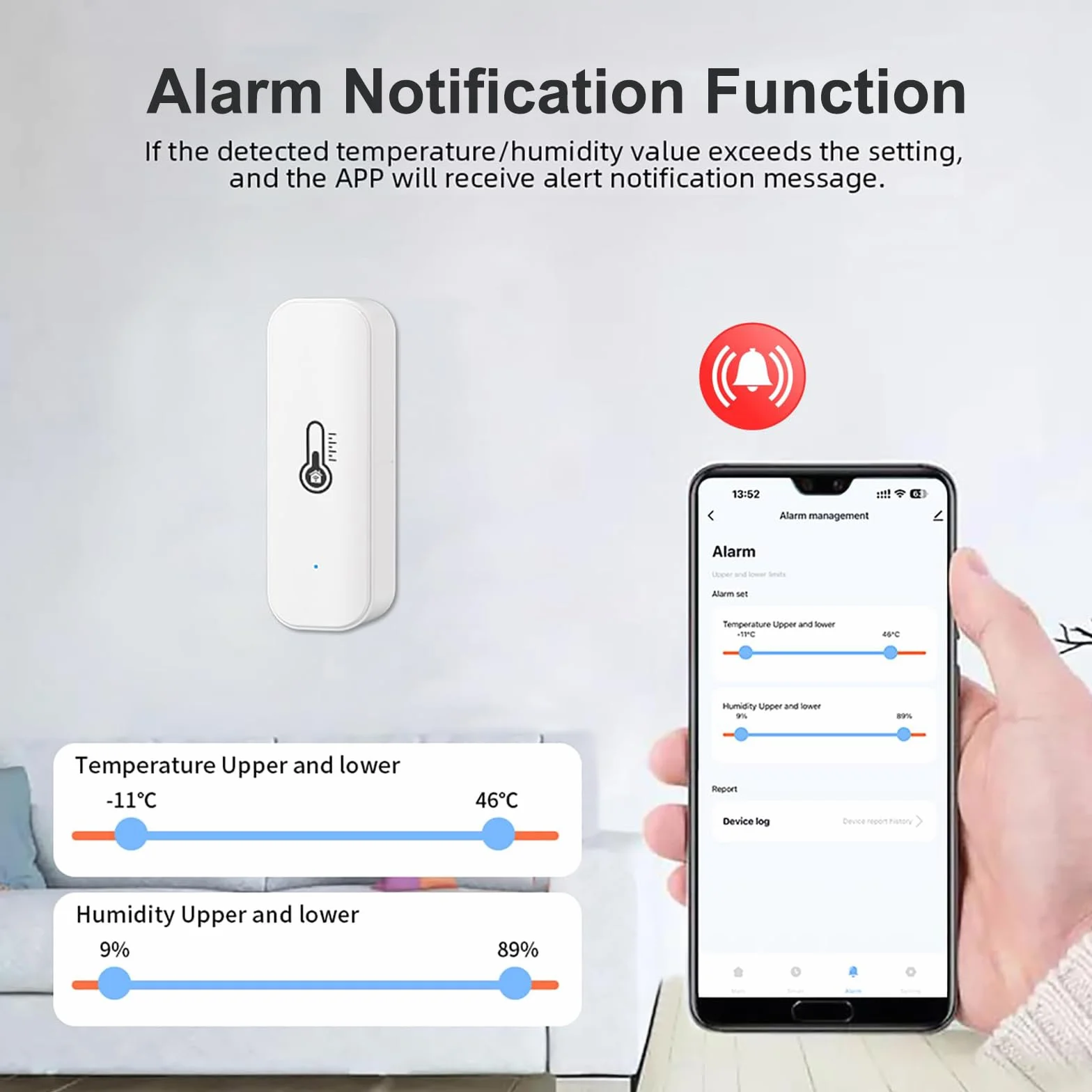 Inteligentny termometr WiFi Bluetooth czujnik temperatury wilgotności do pomieszczeń monitorowanie z aplikacją