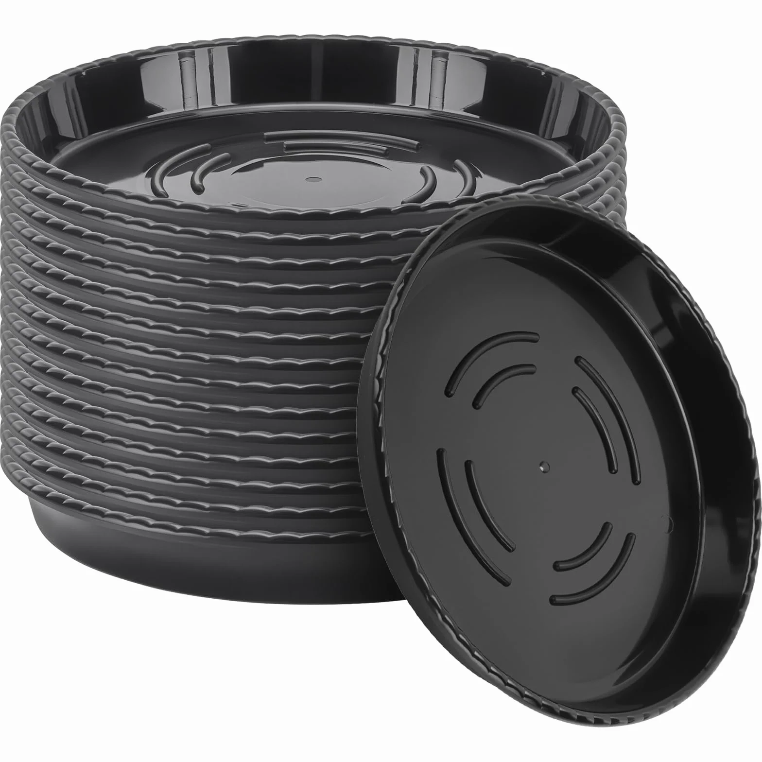 15 sztuk czarnych podk?adek pod ro?liny z tworzywa sztucznego 25 cm, okr?g?a tacka ociekowa, podstawki ogrodowe do doniczek wewn?trznych i zewn?trznych